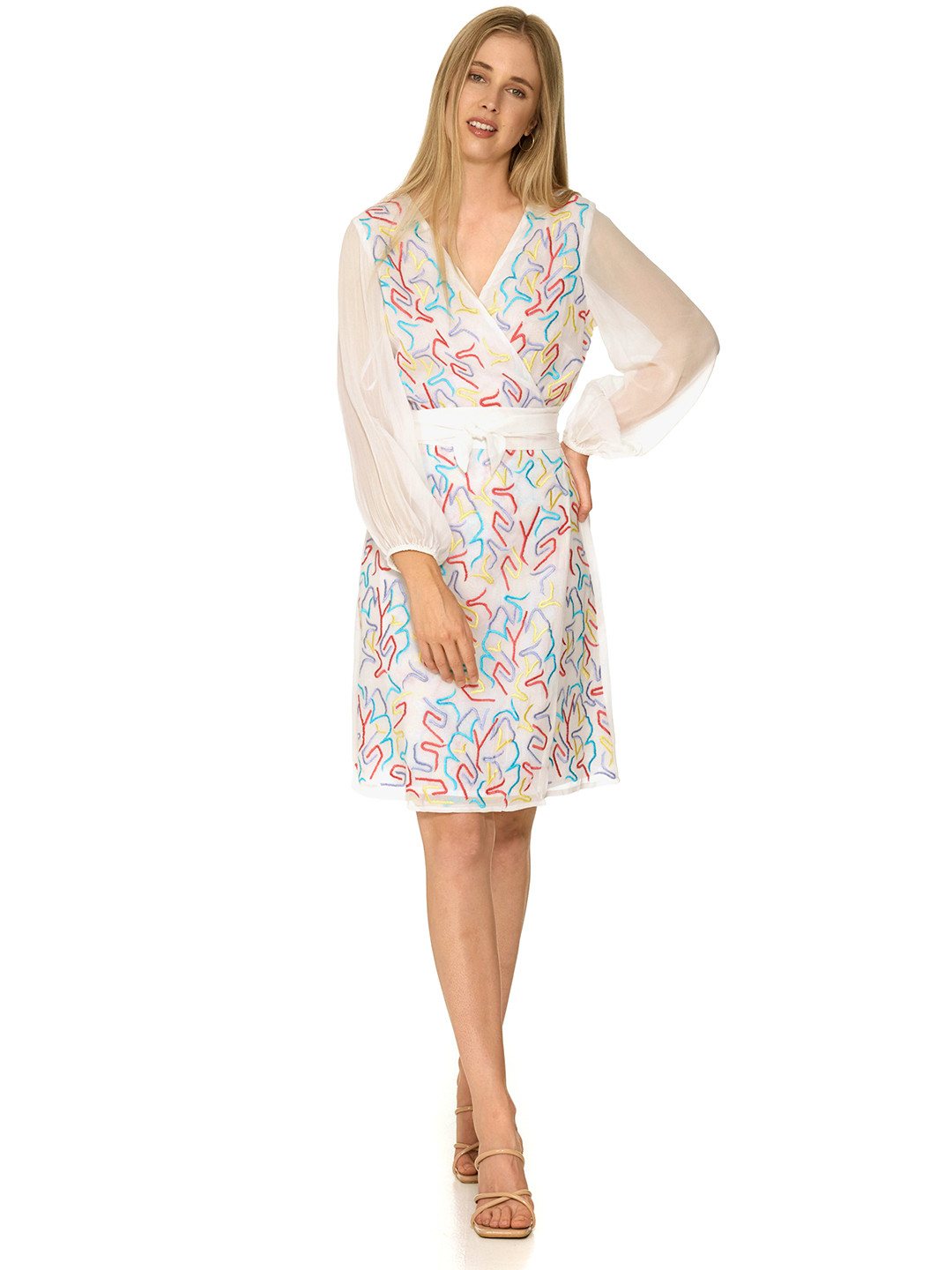 The Sancy Women Embroidered V-Neck A-Line Dress