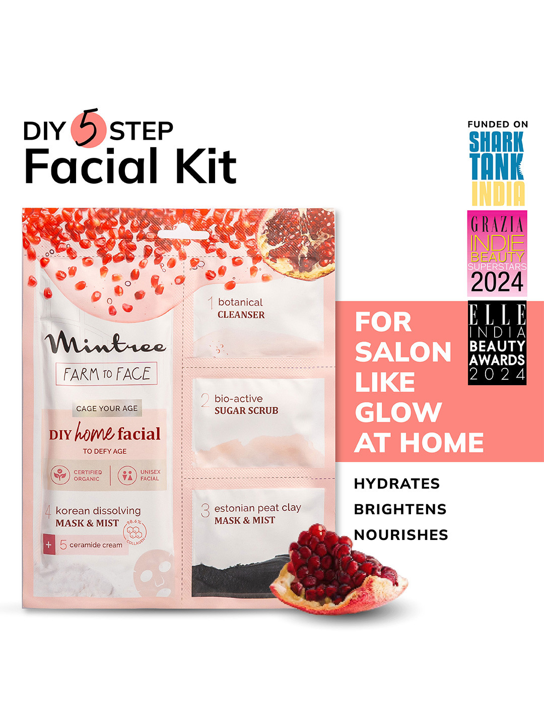Mintree 5 Step Pomegranate Glow Facial Kit - 45 g