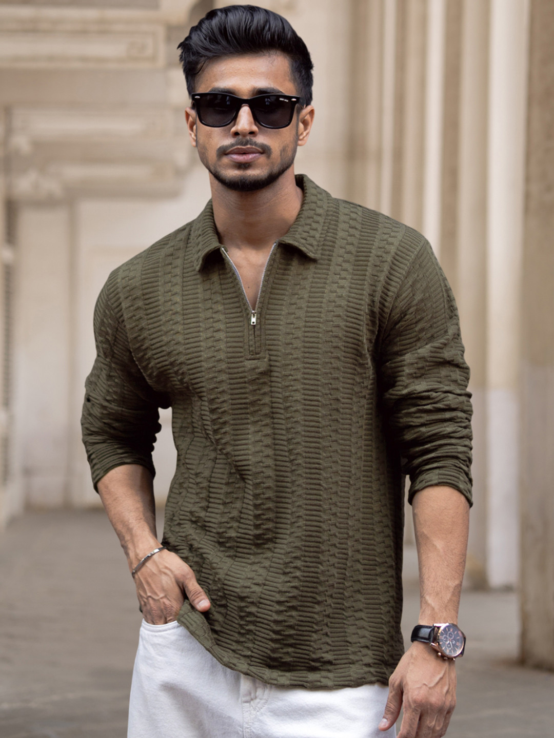 Powerlook Men Horizontal Stripes Opaque Casual Shirt