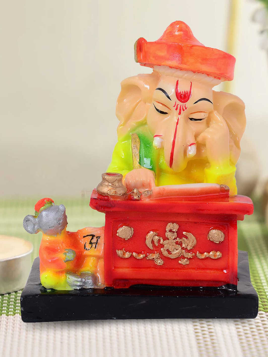 Zart Red Polyresin Glossy Prayer Room Small Showpiece - 4.3 Inches