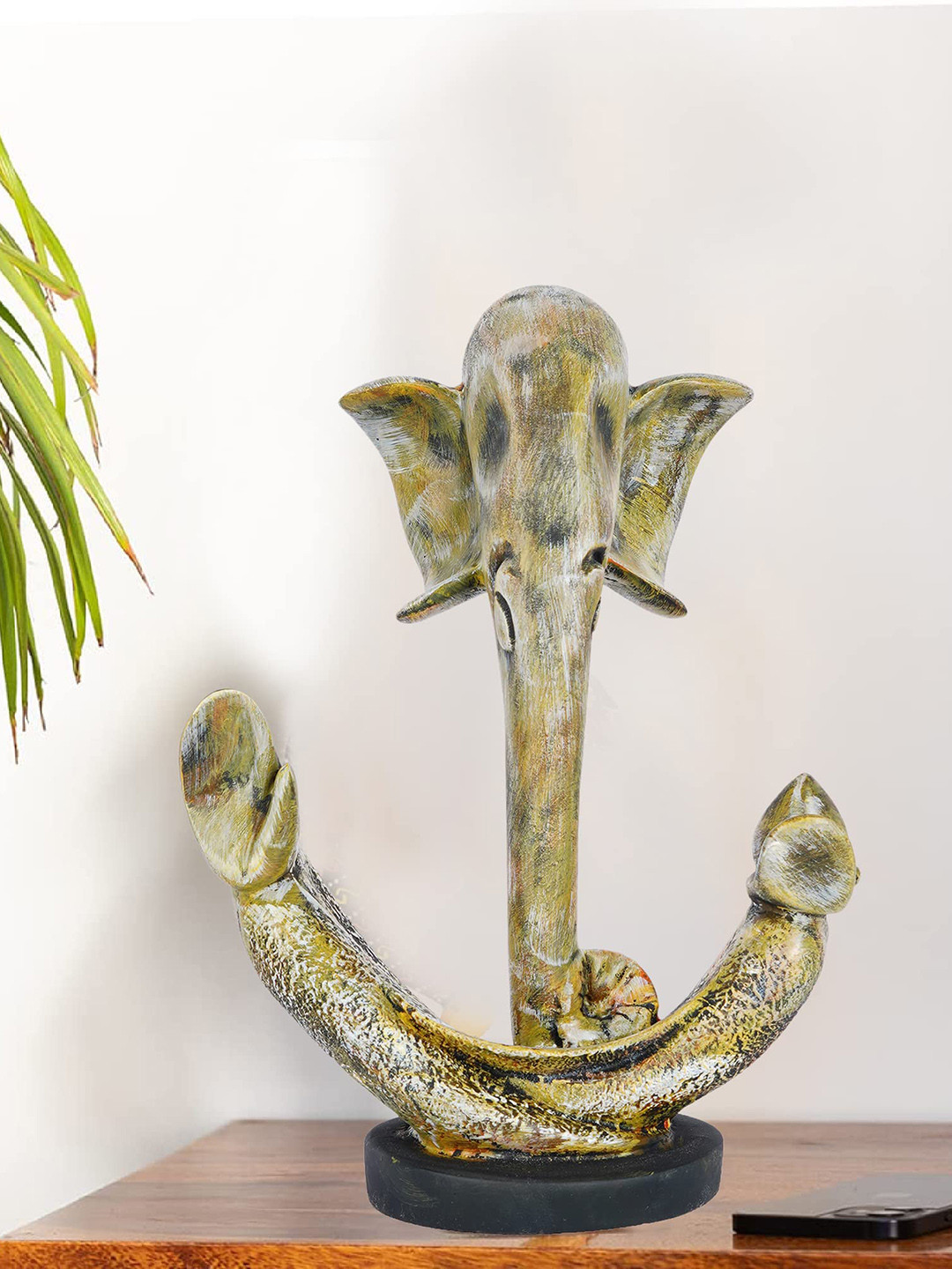 Zart Green Polyresin Glossy Prayer Room Medium Showpiece - 5.5 Inches