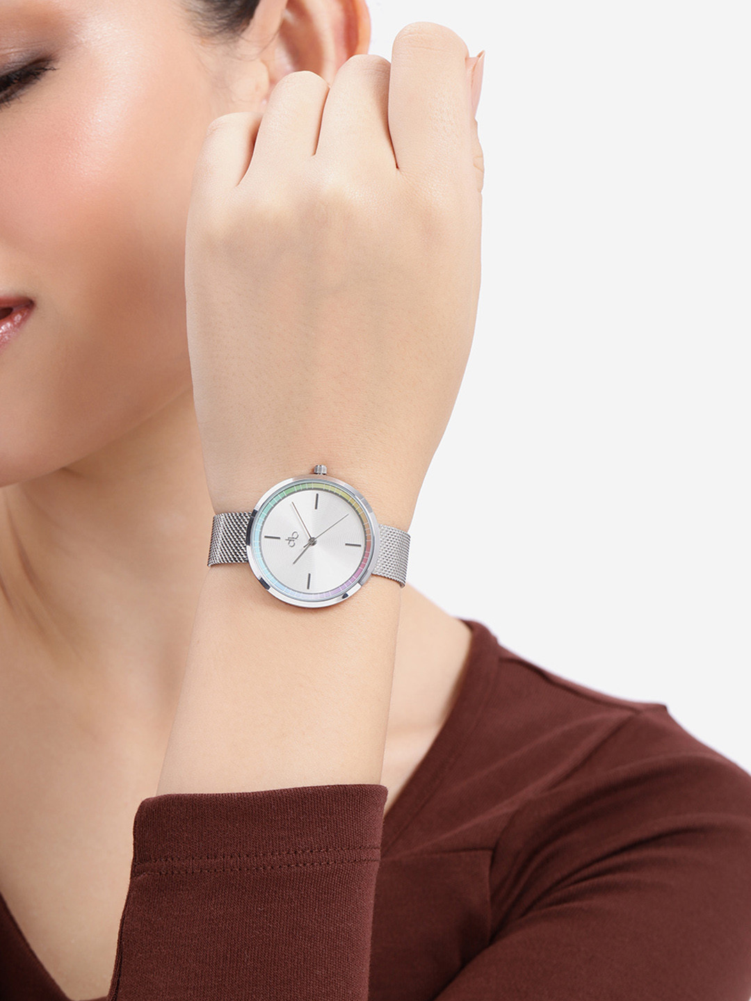 DressBerry Women Patterned Dial & Stainless Steel Straps Analogue Watch UT-A8626-SLR-DB