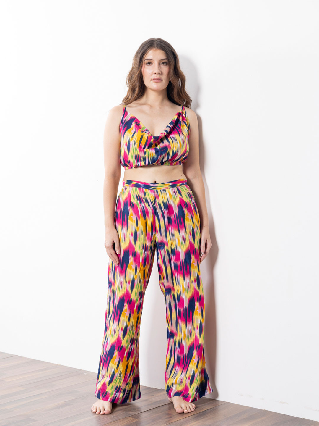 Aoba Women Printed Top With Trouser Beachwear Cover-Up
