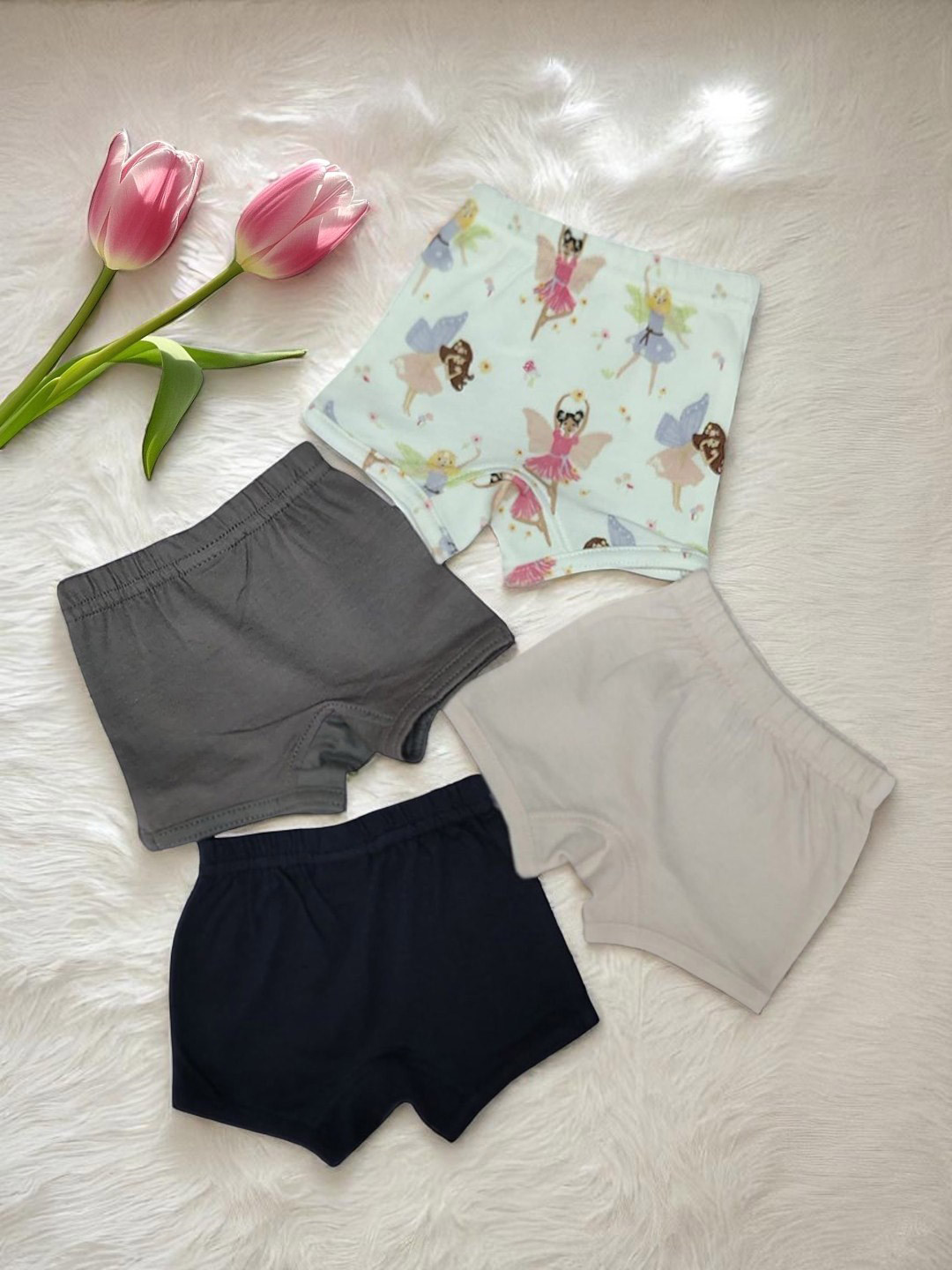 SEYBIL Girls Pack Of 4 Assorted Cotton Basic Briefs