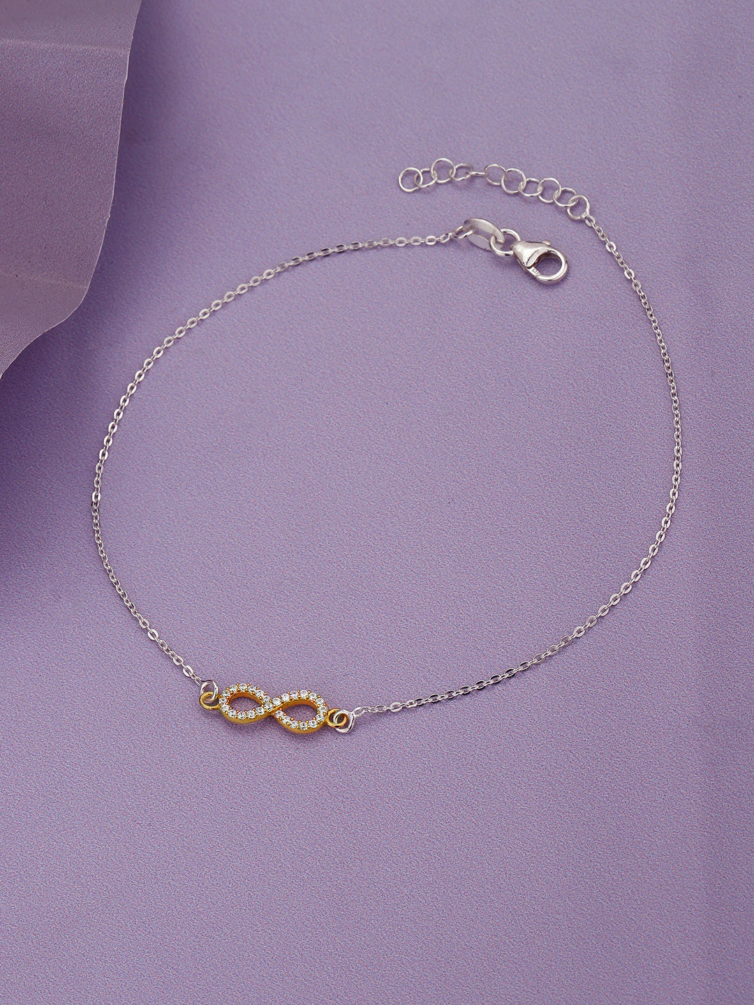 925 Sterling Silver CZ Infinity Anklet