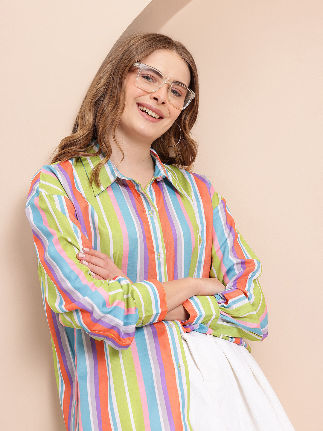 Mast & Harbour Multi Striped Casual Relaxed Fit Shirt