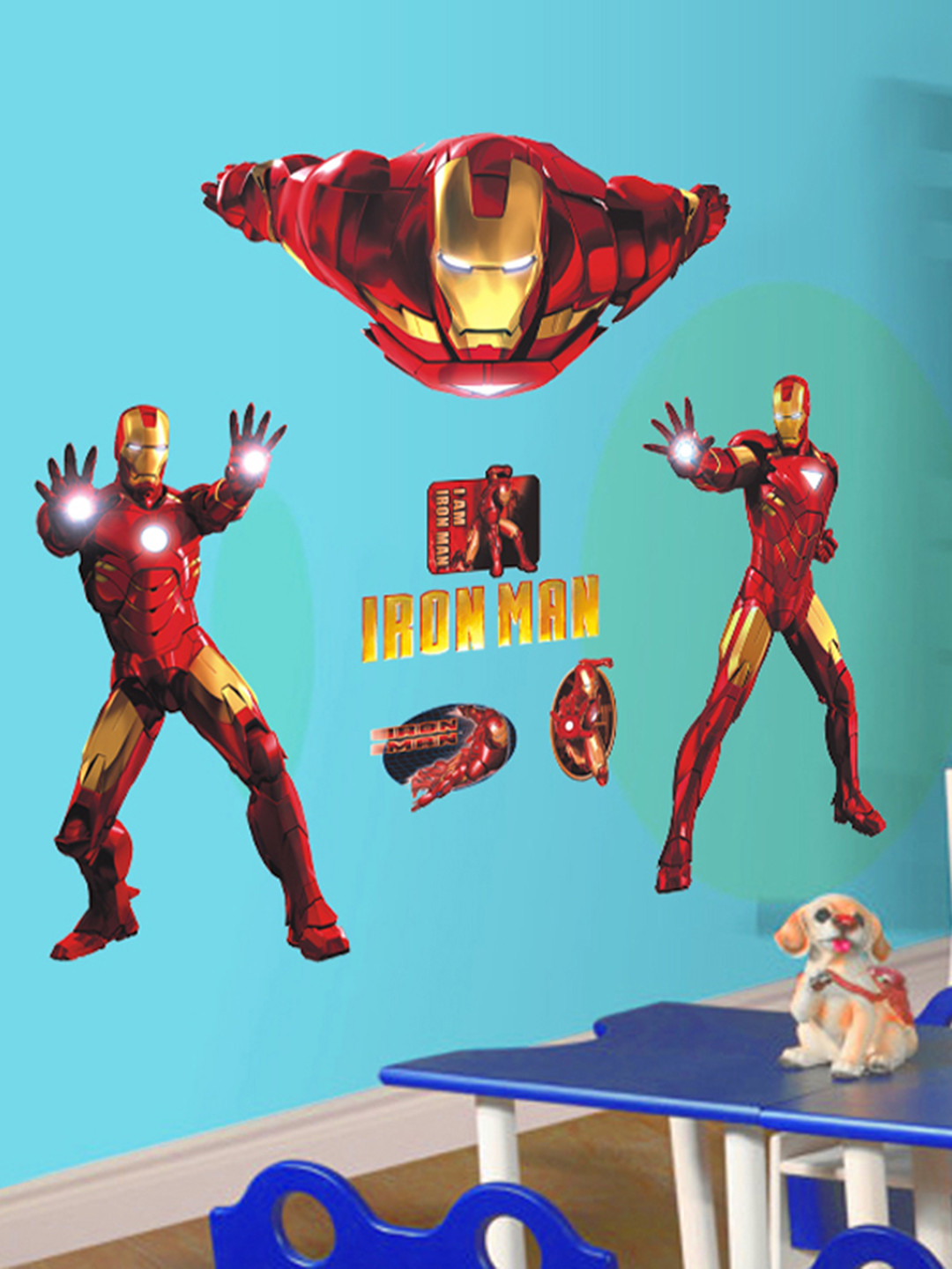 Asian royal Red & Green Iron Man Avengers Printed Self Adhesive Decals And Stickers