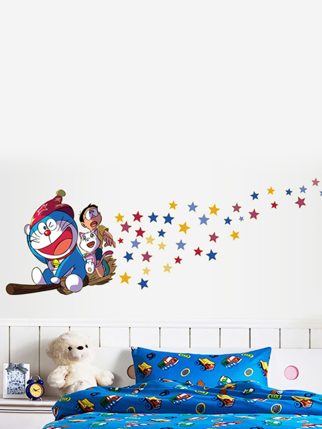 Asian royal Blue & Red Printed Anti-Oil Wallpaper