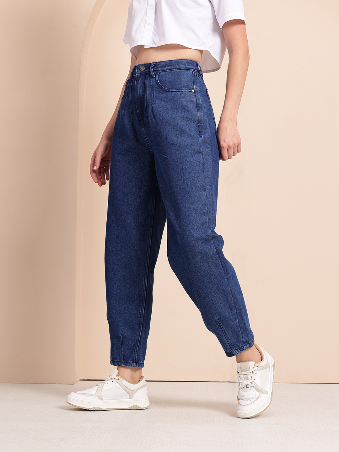 Mast & Harbour Women Barrel Fit High-Rise Jeans