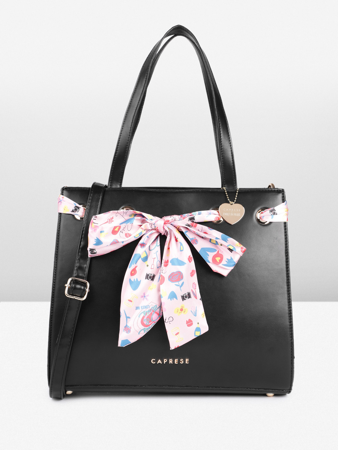 Caprese Chenelle Women Black Large Satchel Bag