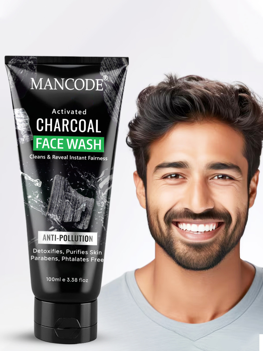 MANCODE Men Charcoal Anti- Pollution Face Wash For Deep Cleansing & Oil Control- 100ml
