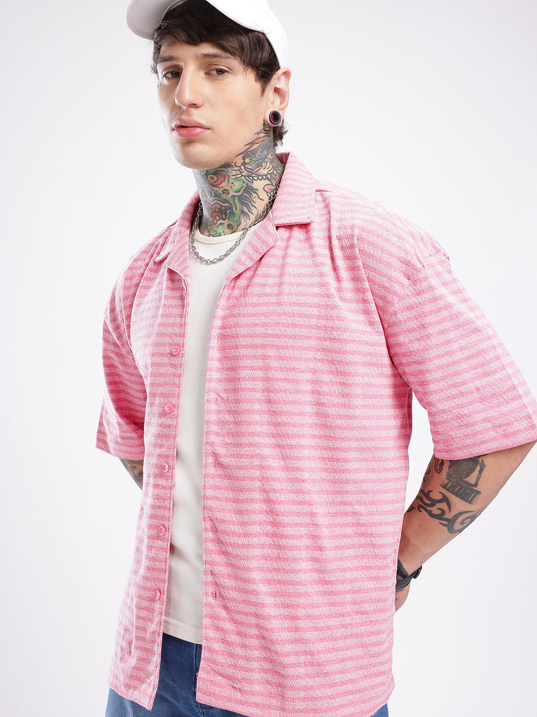 glitchez Oversized Striped Shirt