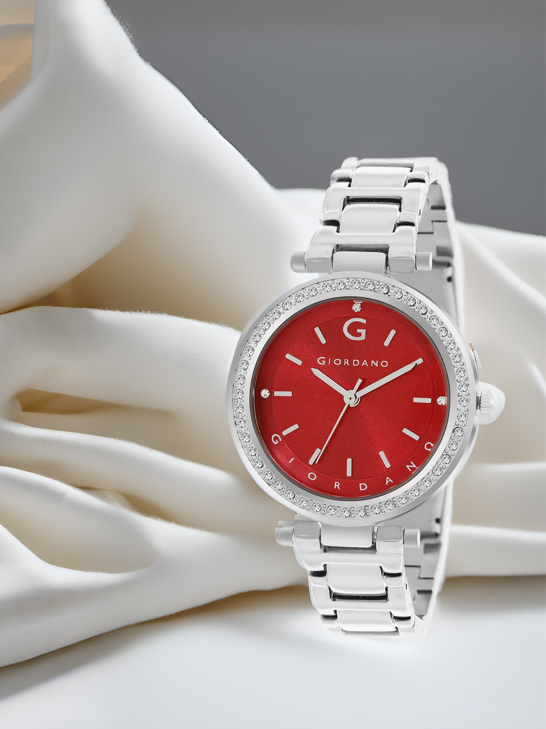 GIORDANO Women Round Dial Stainless Steel Bracelet Style Analogue Watch GD-4212-11-MAROON