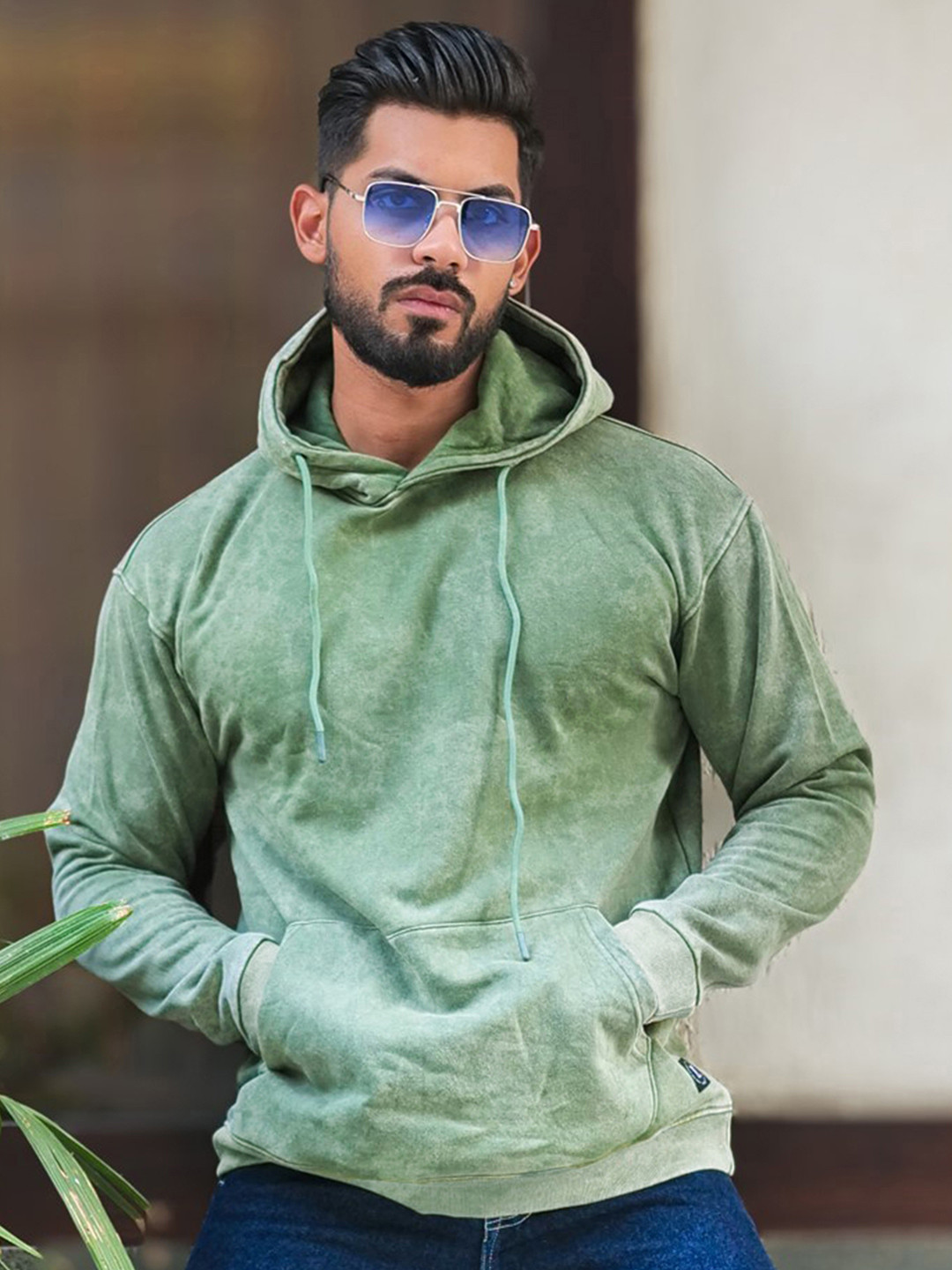 Maniac Men Hooded Acid Wash Sweatshirt