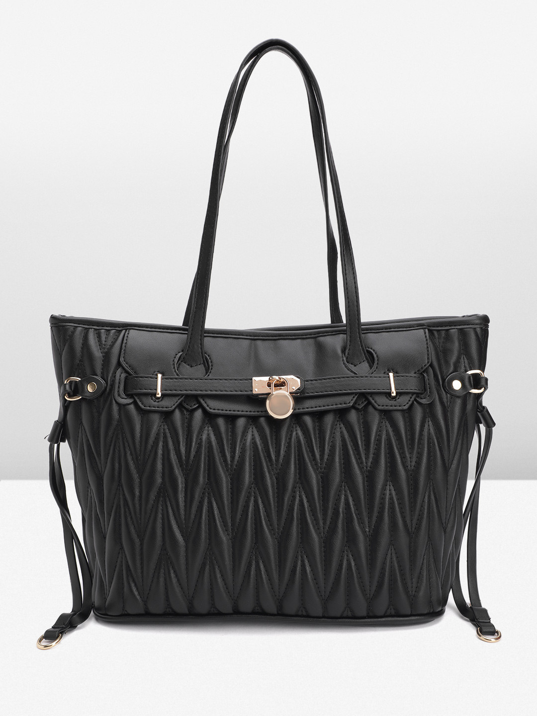 DressBerry Women Quilted Black Office Tote Bag