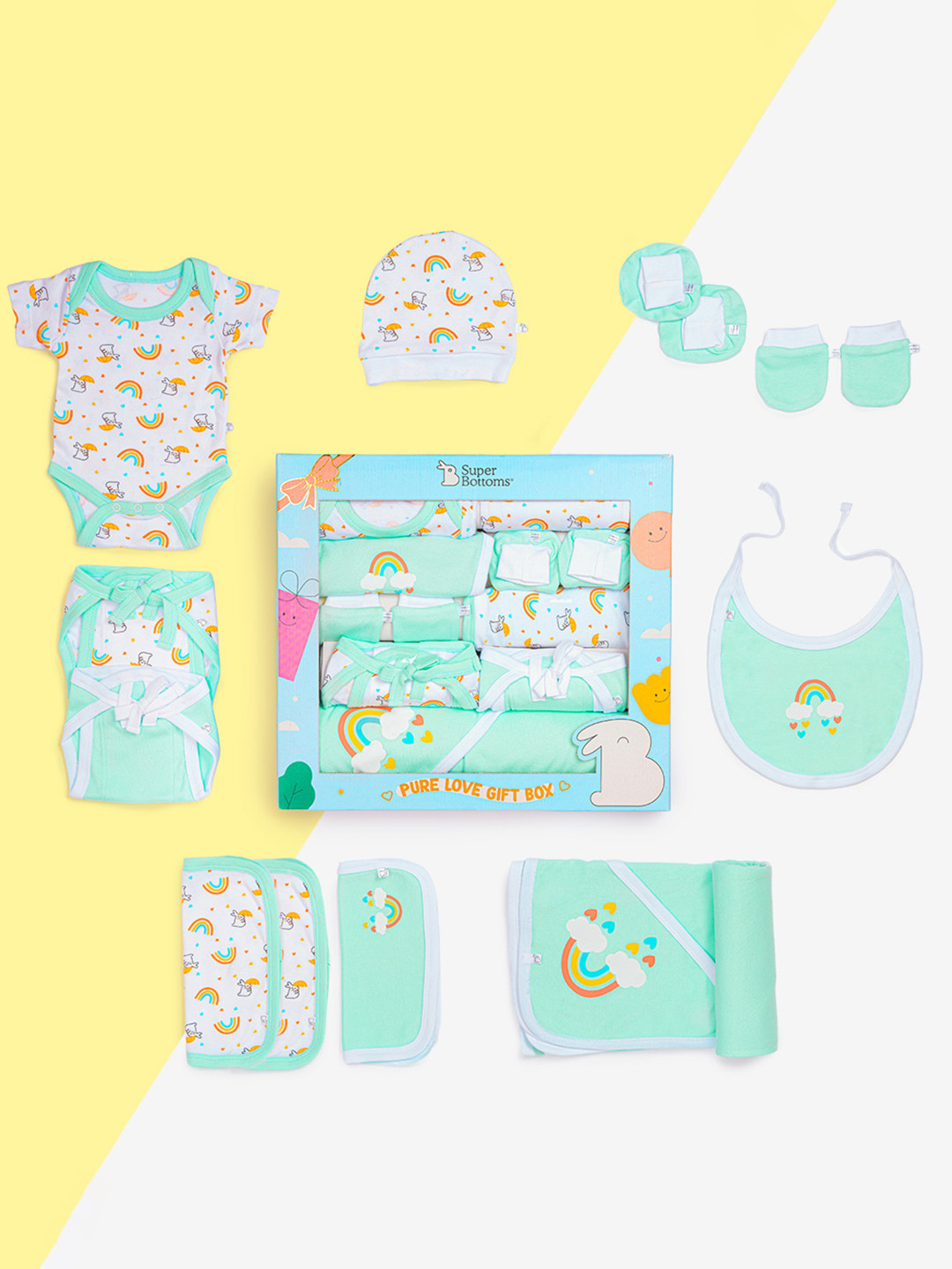 SuperBottoms Unisex Premium Clothing Gift Box for Newborn Baby Essentia 11 Pcs