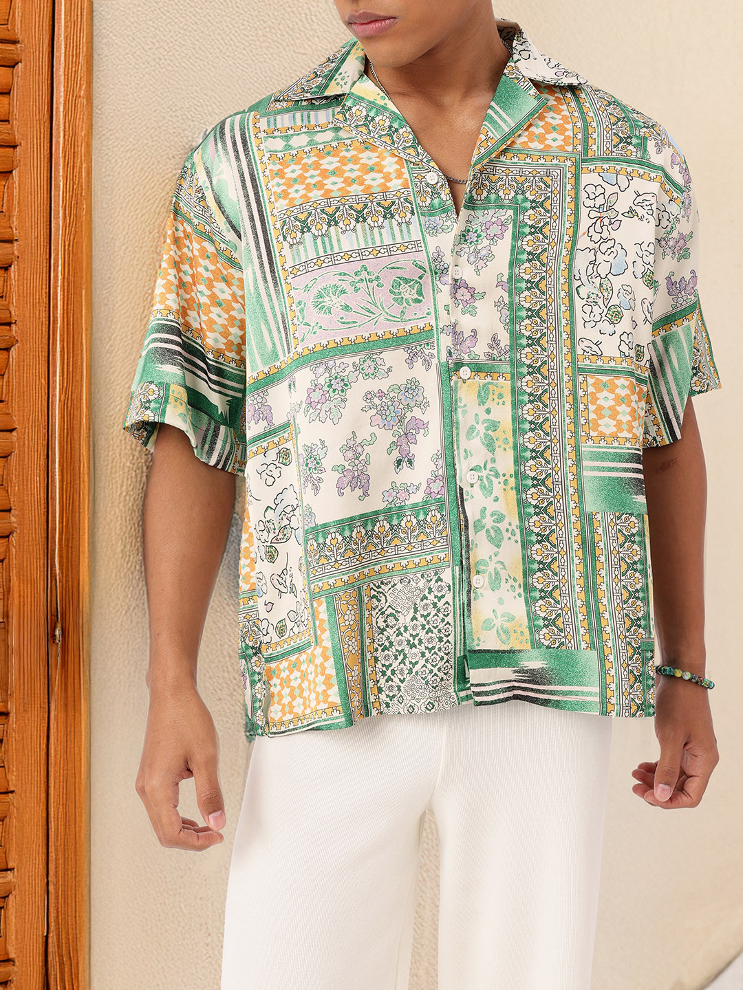 glitchez Floral Geometric Printed Casual Shirt