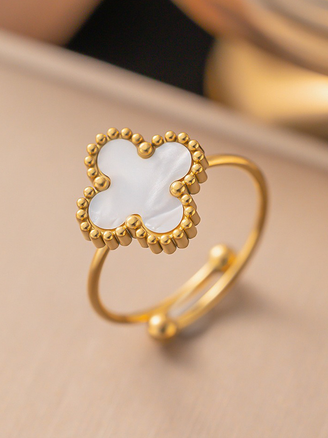 MYKI Fascinating Stainless Steel Gold-Plated Adjustable Finger Ring