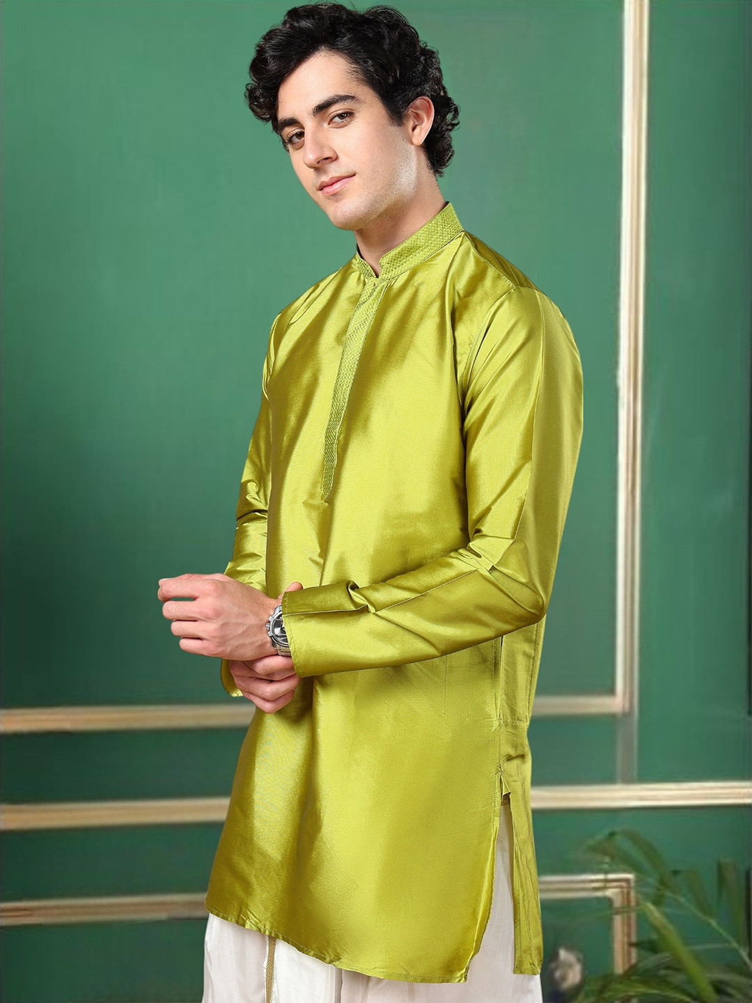 TATTVA Mandarin Collar Long Regular Sleeves Regular Straight Kurta