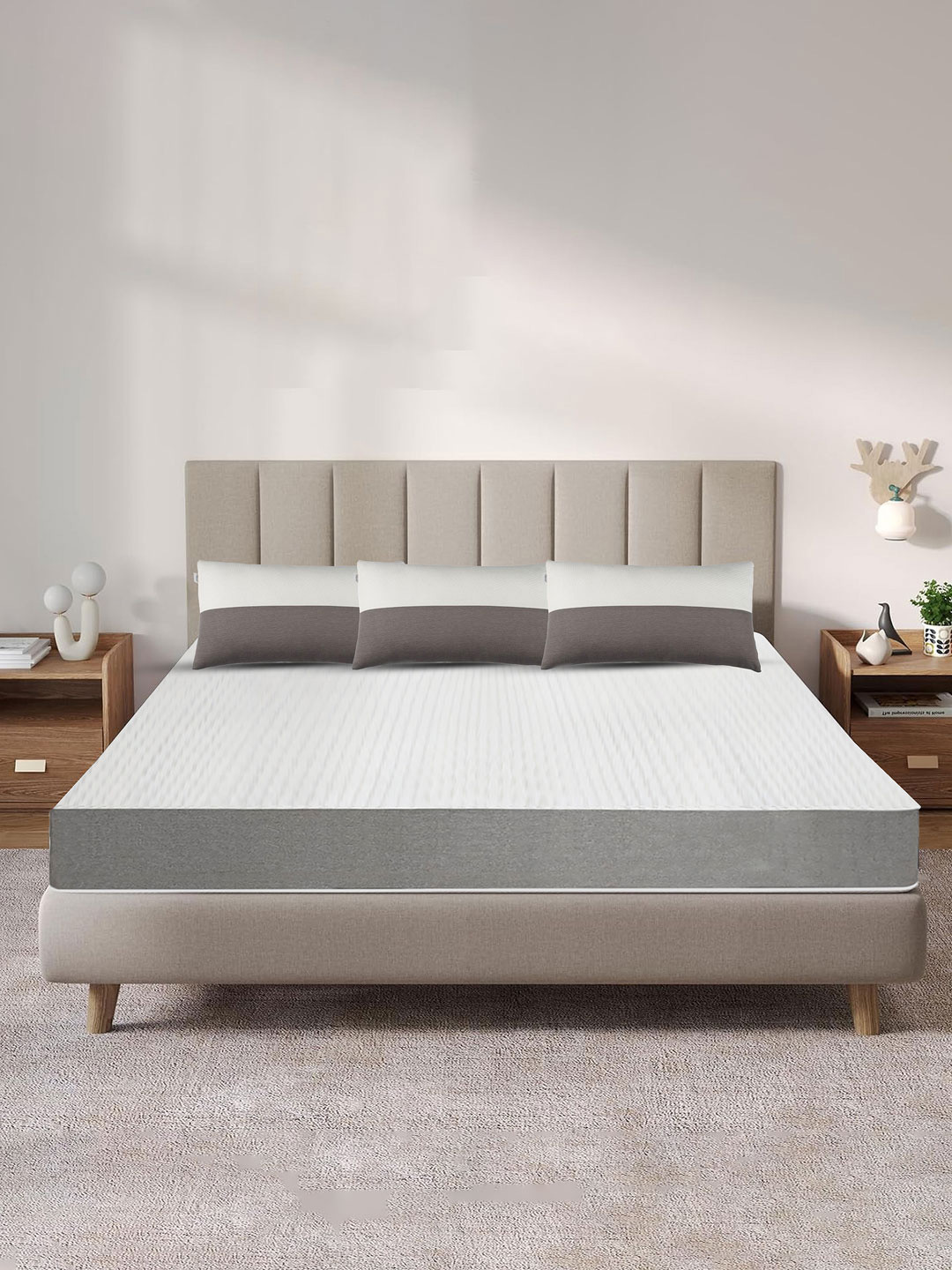 GADDA CO White & Grey Cotton Breathable Mattress