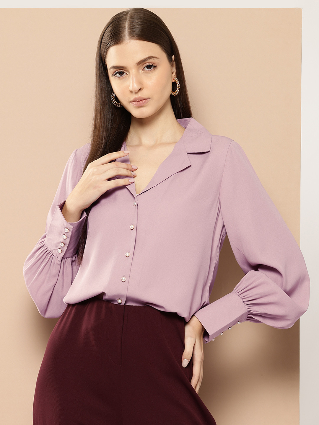 her by invictus Classic Bishop Sleeve Casual Shirt