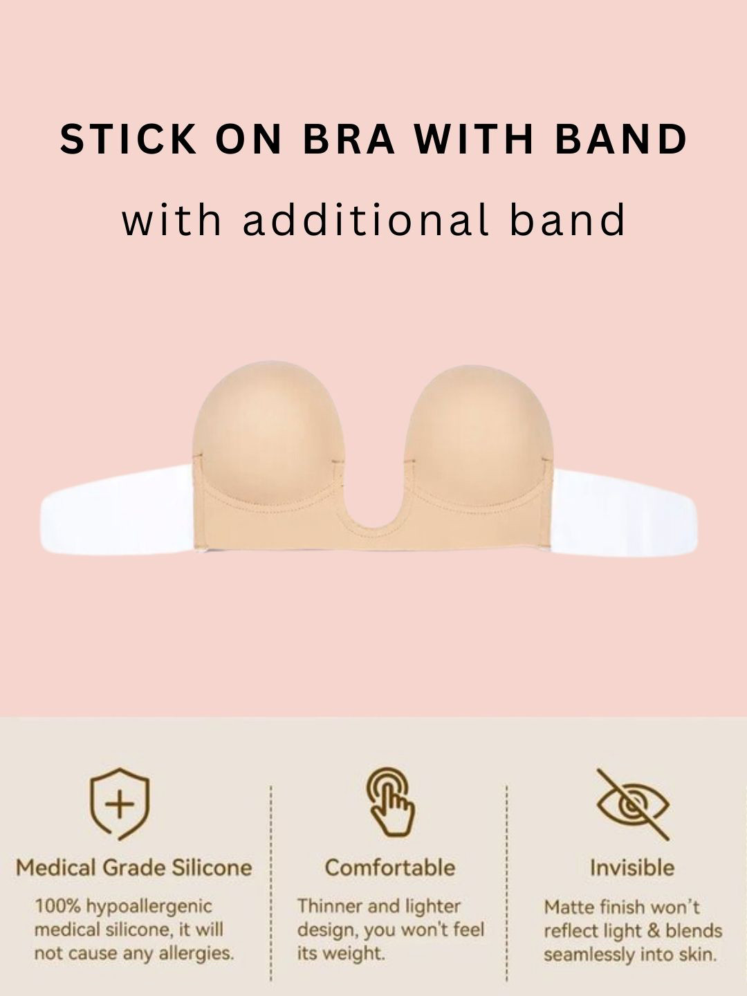 WomanLikeU Women Stick-On Bra with Band