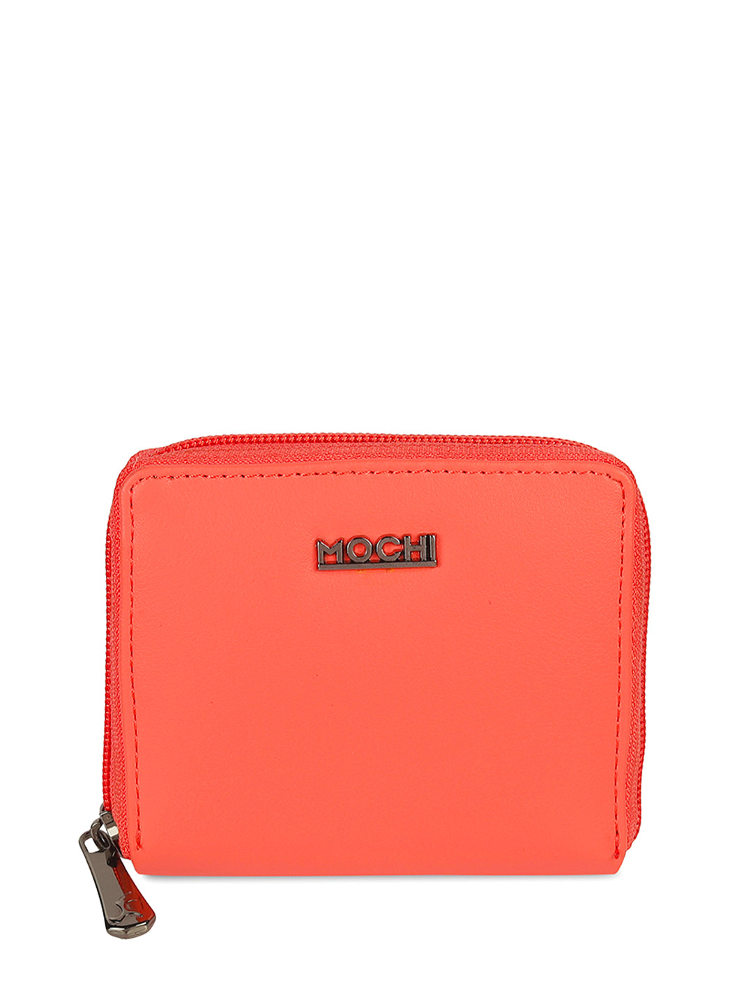 Mochi Women Zip Detail Leather Card Holder Wallet