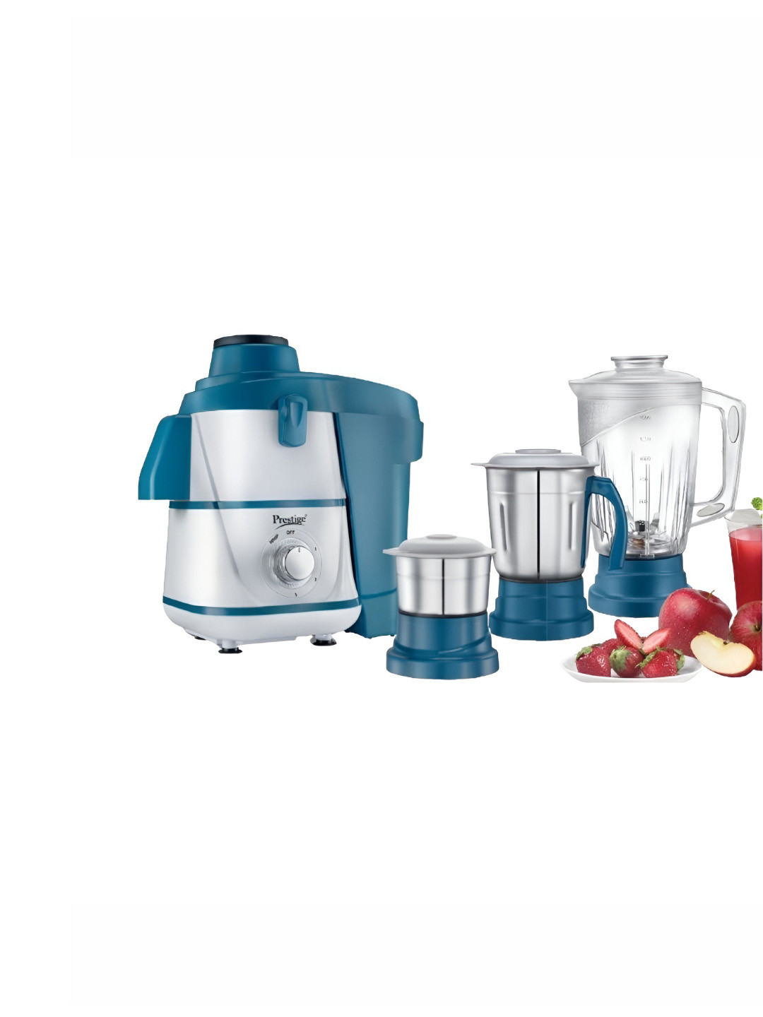 Prestige Breeze White Stainless Steel Detachable Pulp Collector 3 Jars Wet and Dry Grinder-500W