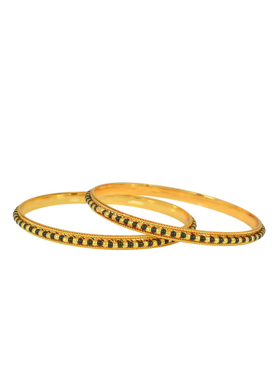 MEMOIR Set Of 2 Gold-Plated Beaded Bangles