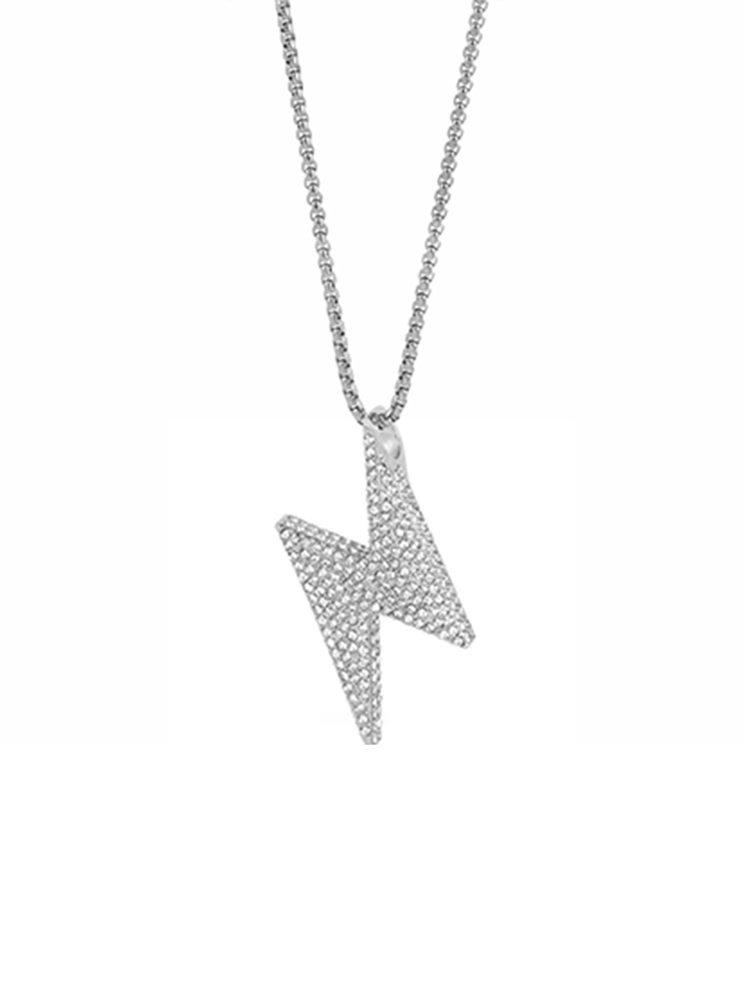 SWASHAA Men Etash Silver-Plated Cubic Zirconia Pendant With Chain