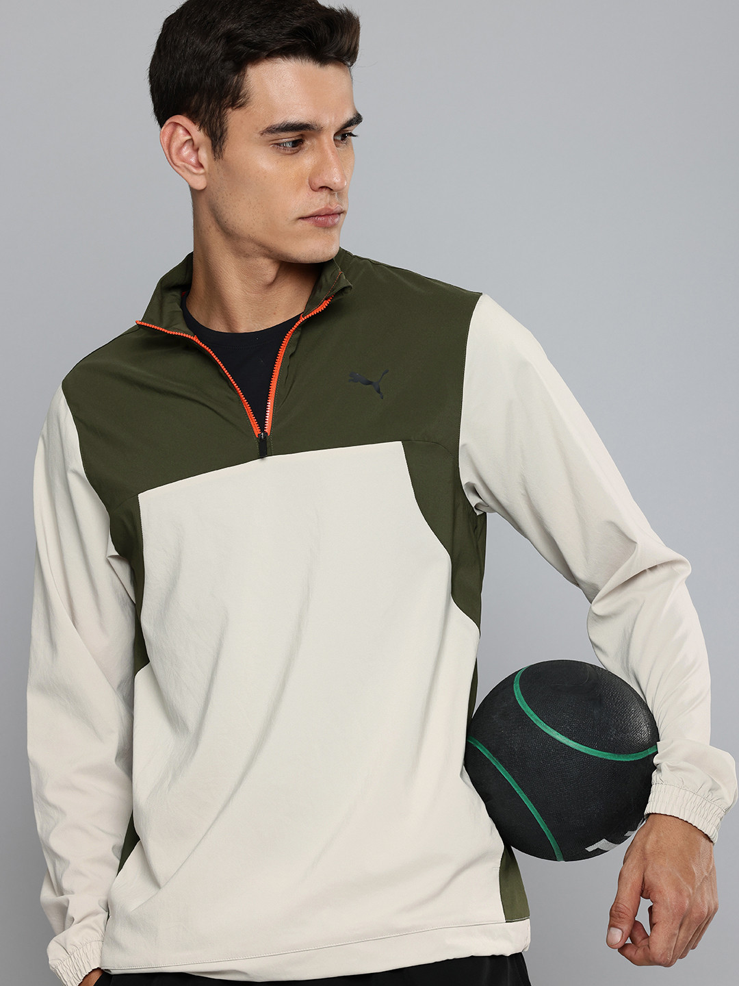 Puma Fit Trend Woven Drycell Colourblocked Mock Collar Training Sporty Jacket