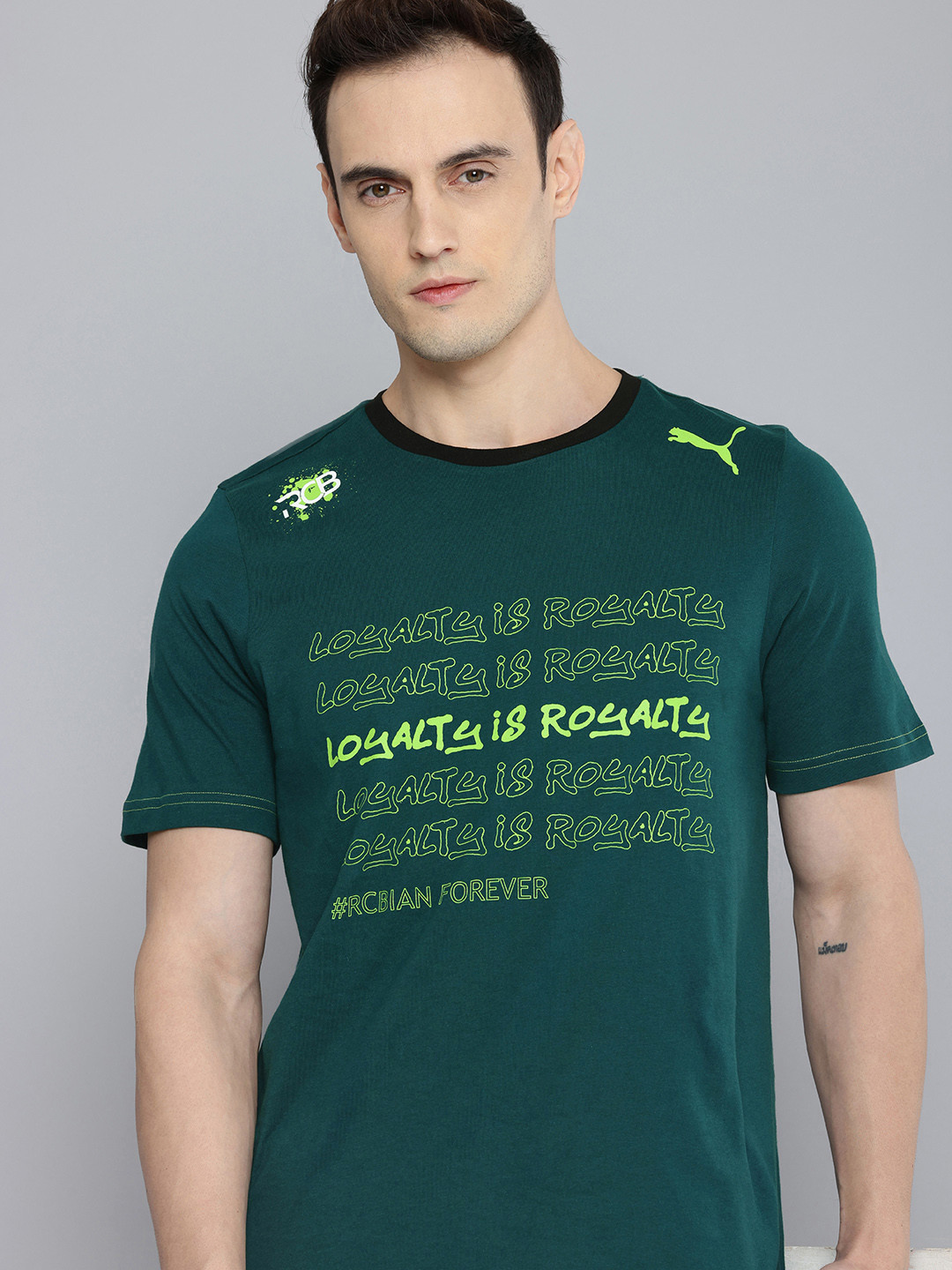 PUMA x RCB Typography Printed Pure Cotton Athleisure T-Shirt