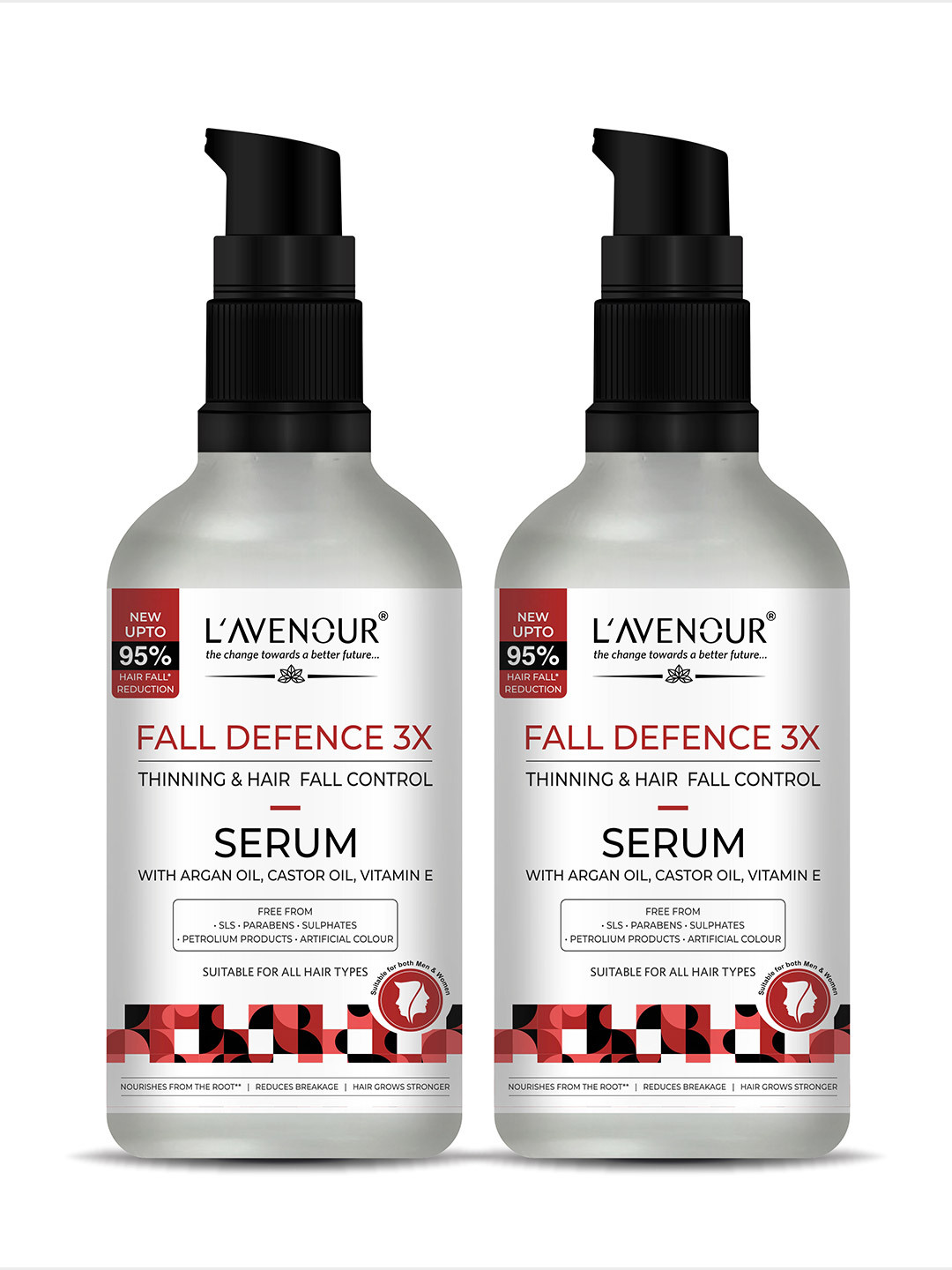 L'AVENOUR Set Of 2 Fall Defence 3X Thinning & Hair Fall Control Serum - 50 ml Each