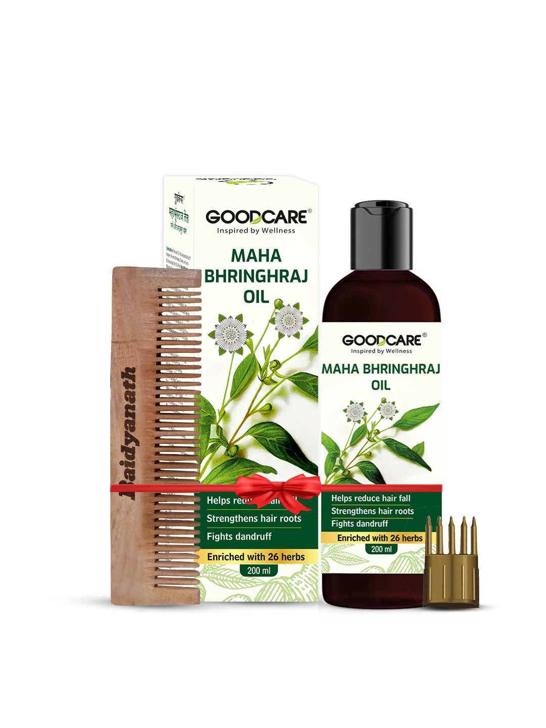 GOODCARE Maha Bhringraj Oil for Hair Growth & Hair Fall Control with Wooden Comb - 200 ml