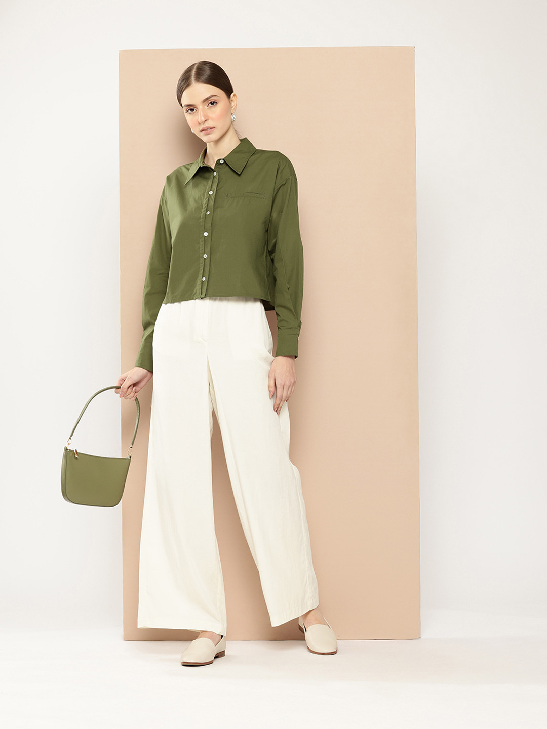 her by invictus Drop-Shoulder Pure Cotton Casual Shirt