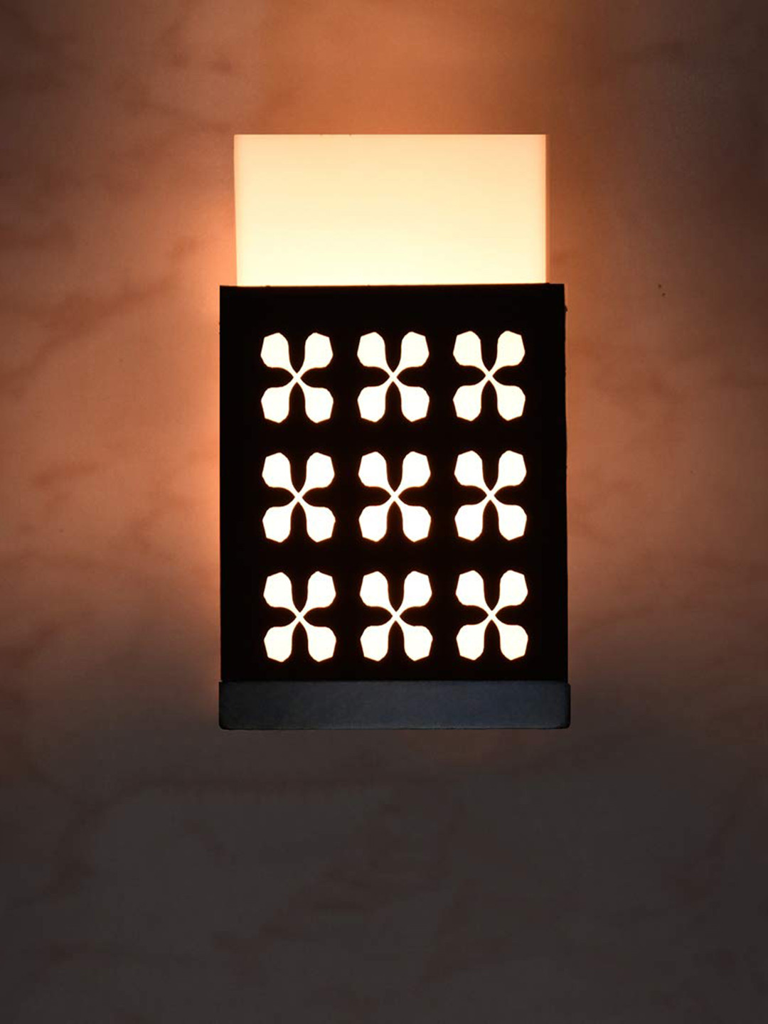 Gojeeva Black & White Textured Contemporary Cylindrical Shaped Wooden Wall Lamp