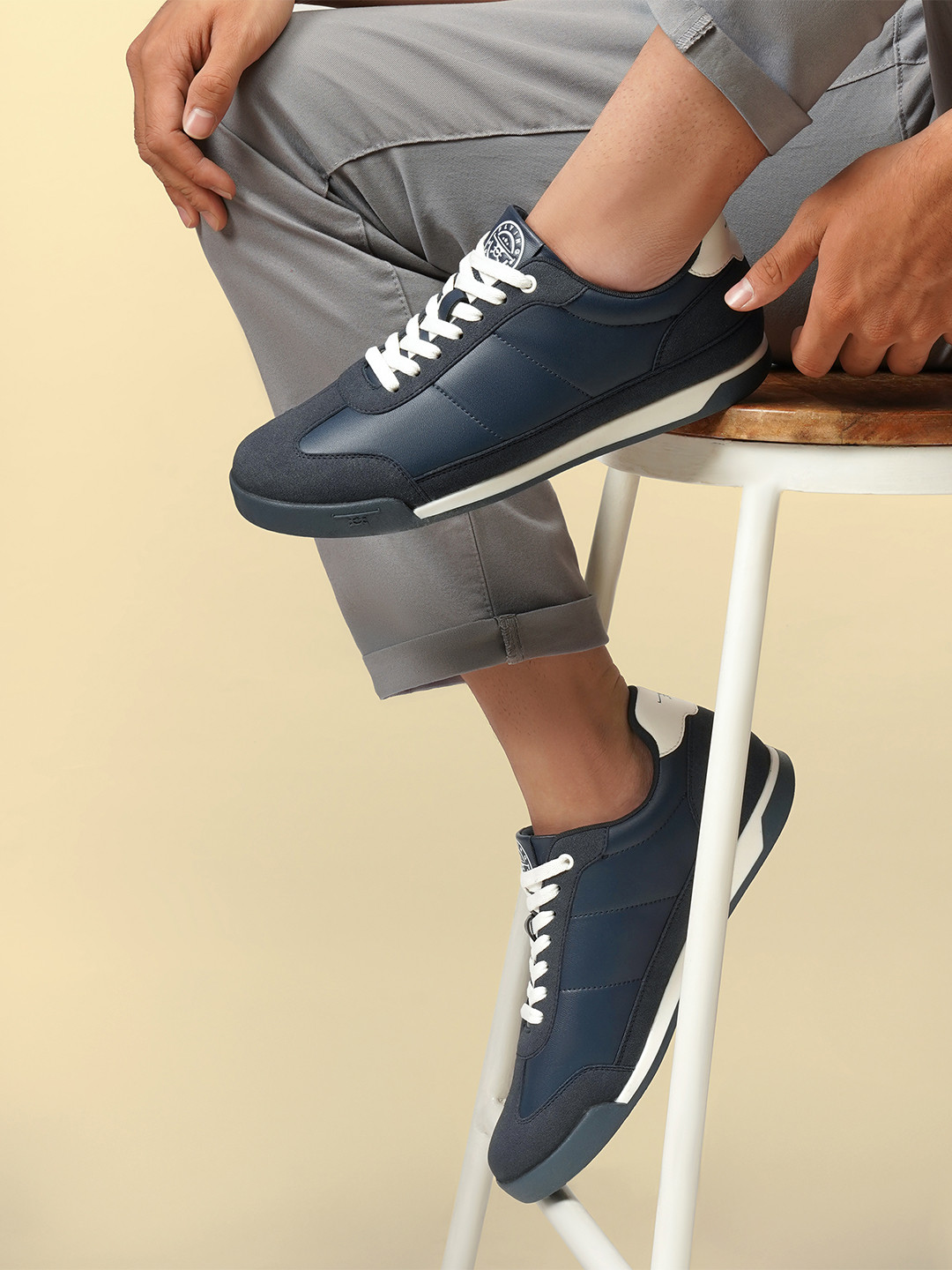 Flying Machine Men PU Lace-Ups Round Toe Half Brogues Sneakers