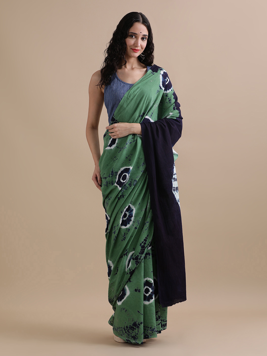 Jaipur Kurti Tie and Dye Pure Cotton Saree