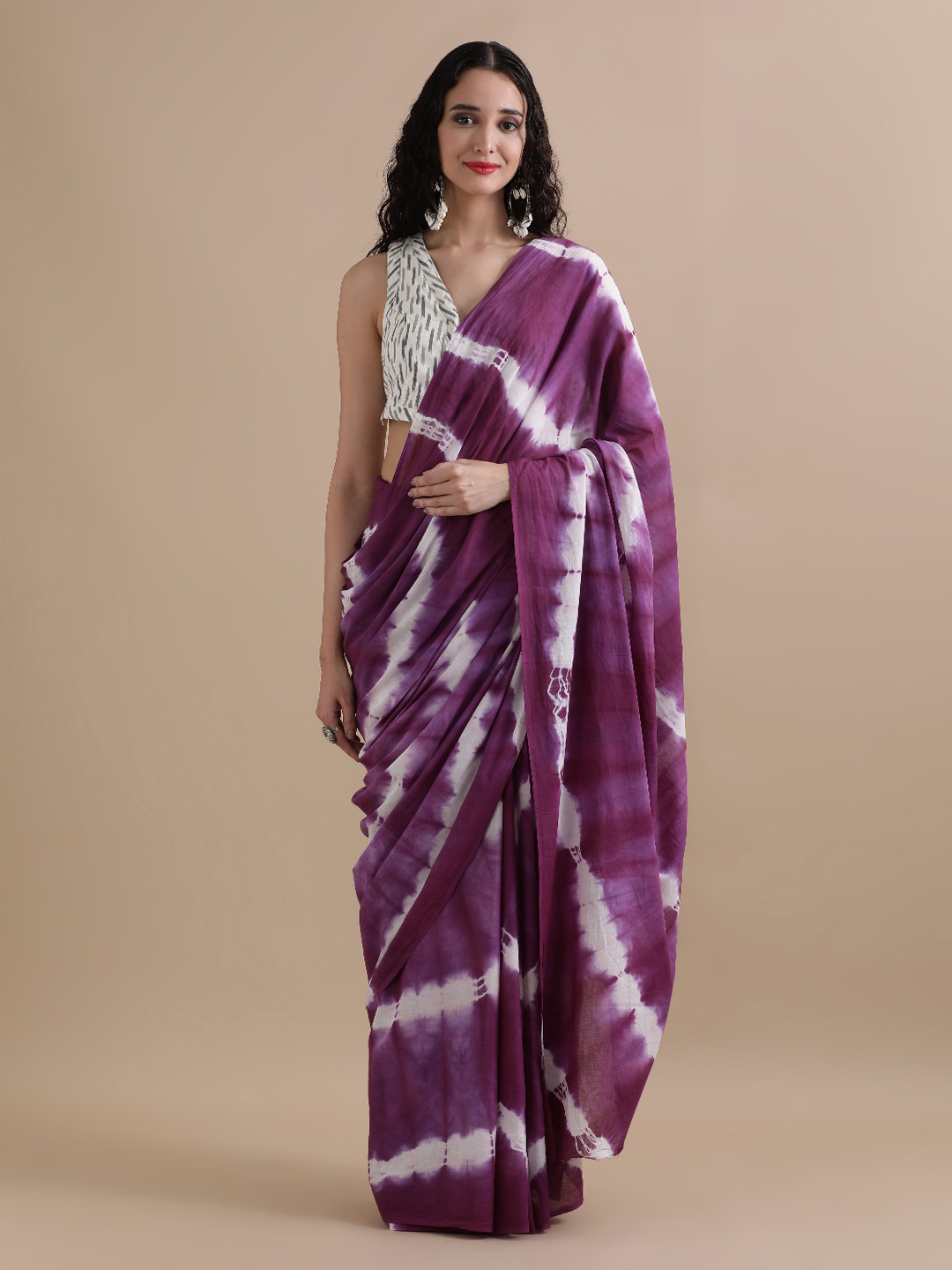 Jaipur Kurti Tie and Dye Pure Cotton Saree
