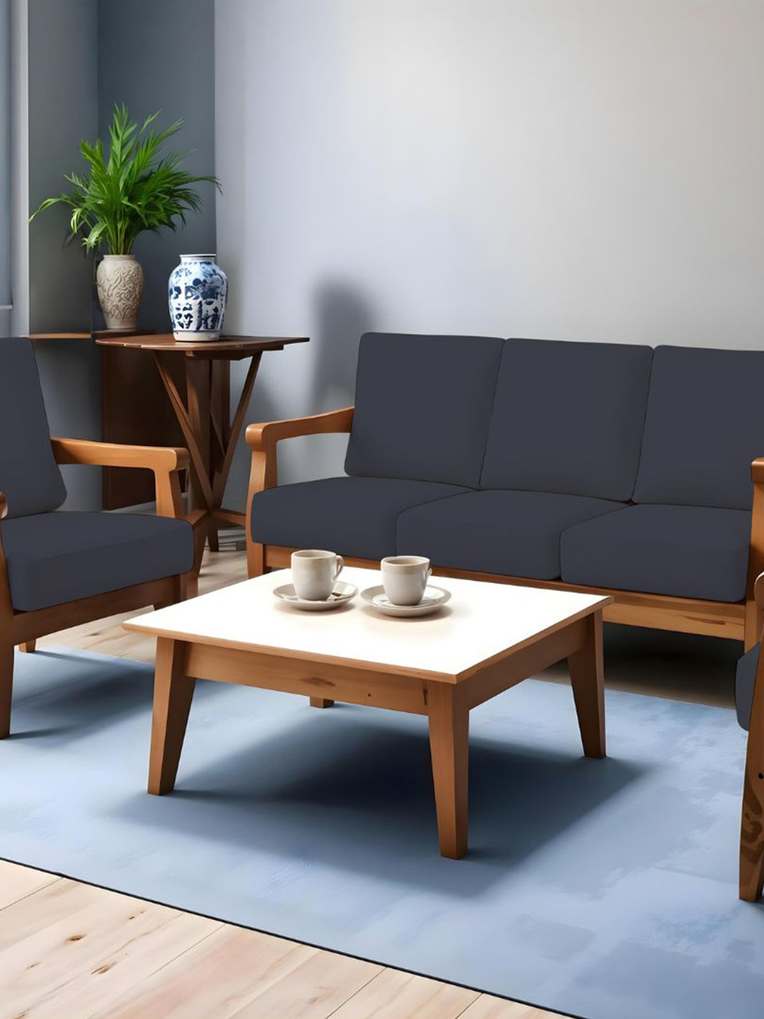 Lazi Grey 200 GSM  10 Pieces Elasticated  Wooden Sofa Covers