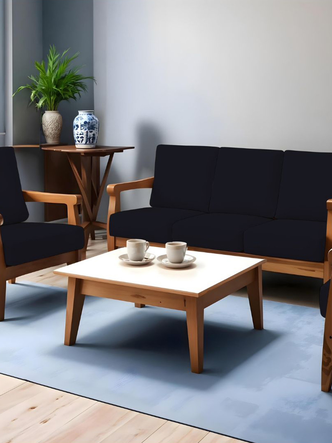 Lazi Black 200 GSM 10 Pieces Geometric Printed Elasticated  Wooden Sofa Covers