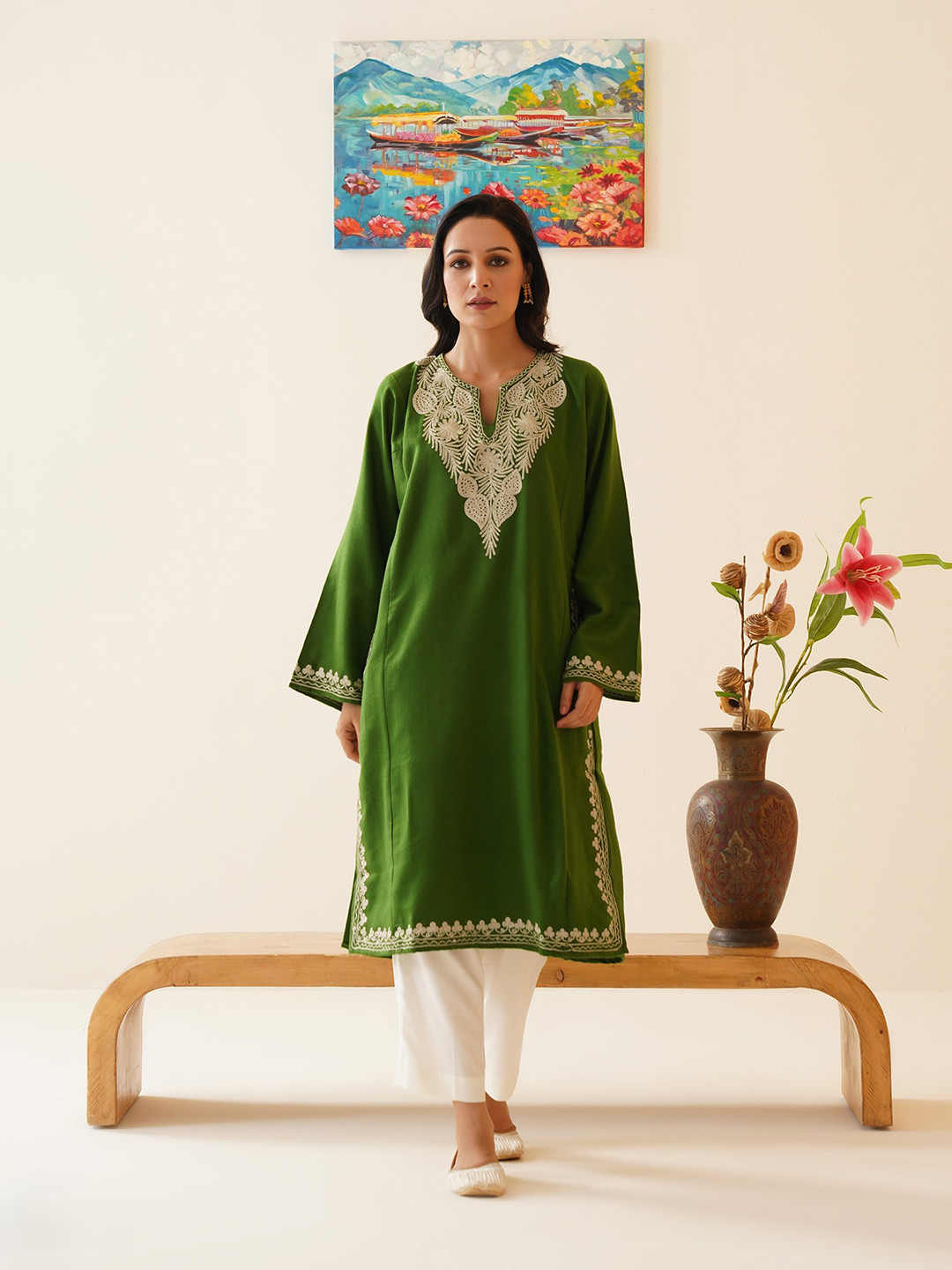 Kashmir Box Zari Embroidered Cashmilon Winter Kashmiri Phiran