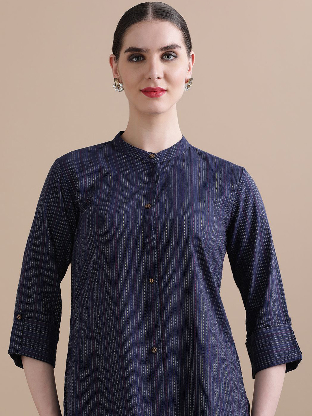 Jaipur Kurti Kantha Work Pure Cotton Kurta with Trouser