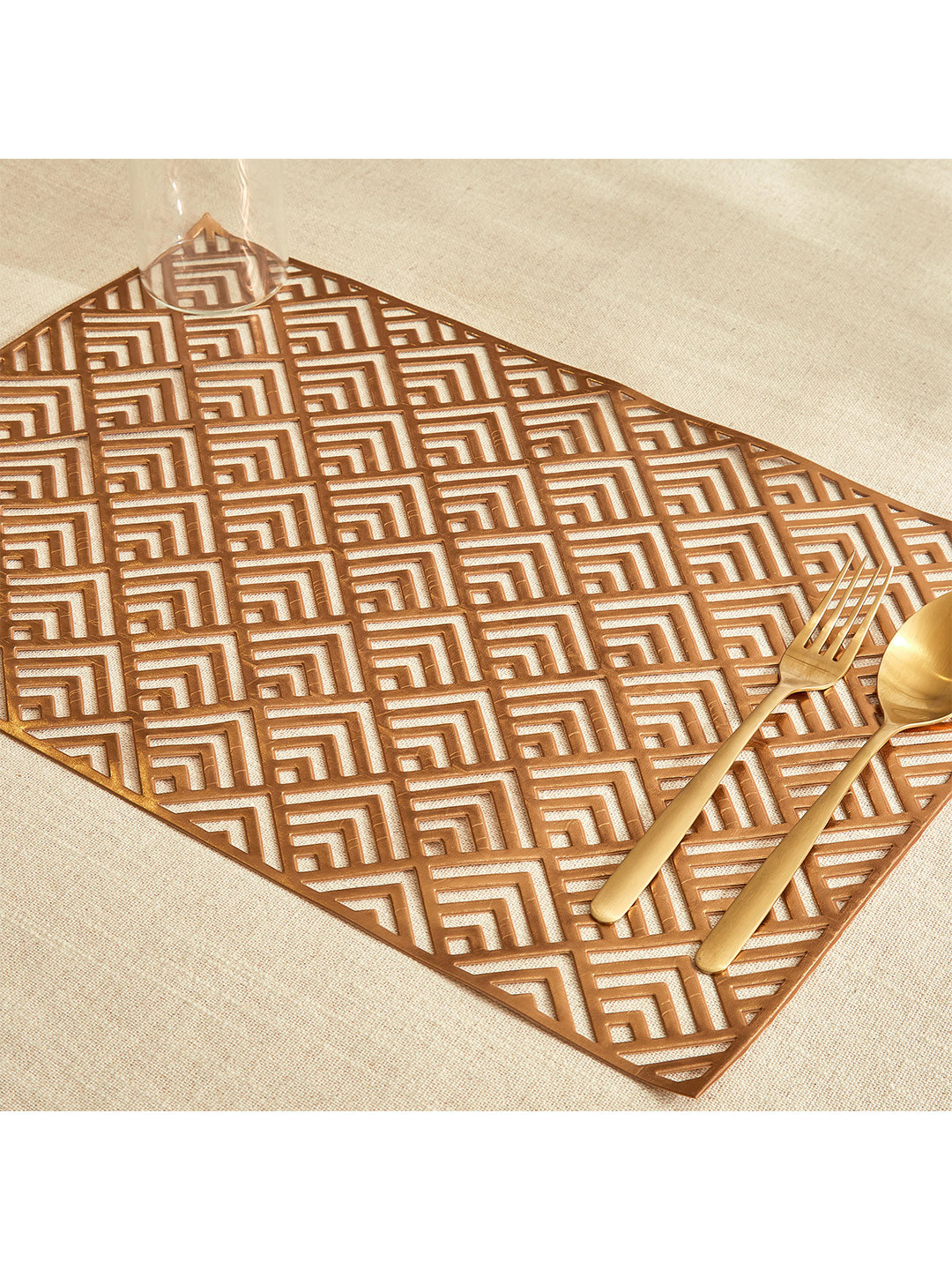 Home Centre Cinder Copper Geometric Table Placemat