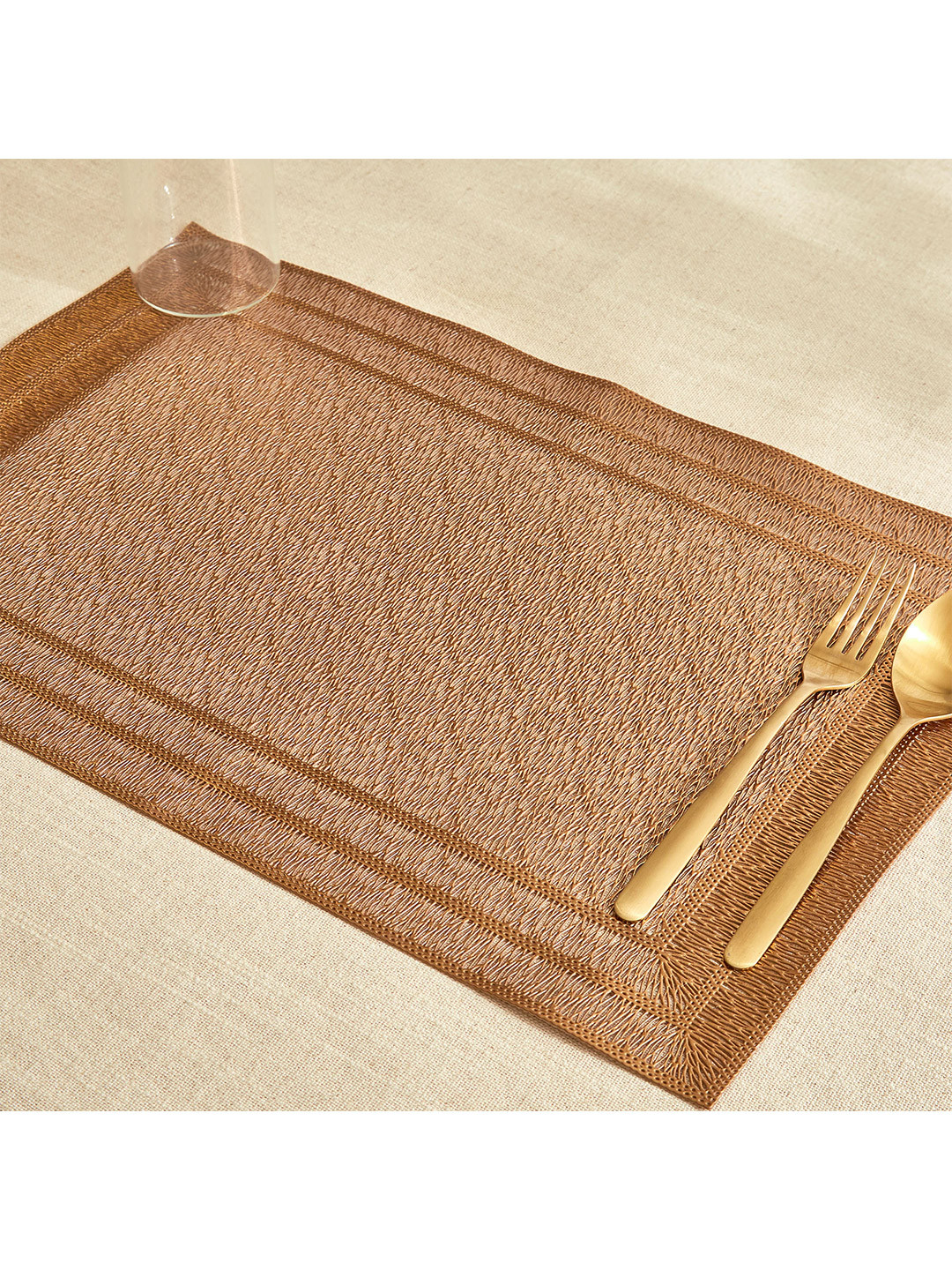 Home Centre Cinder Brown Self Design Table Placemat