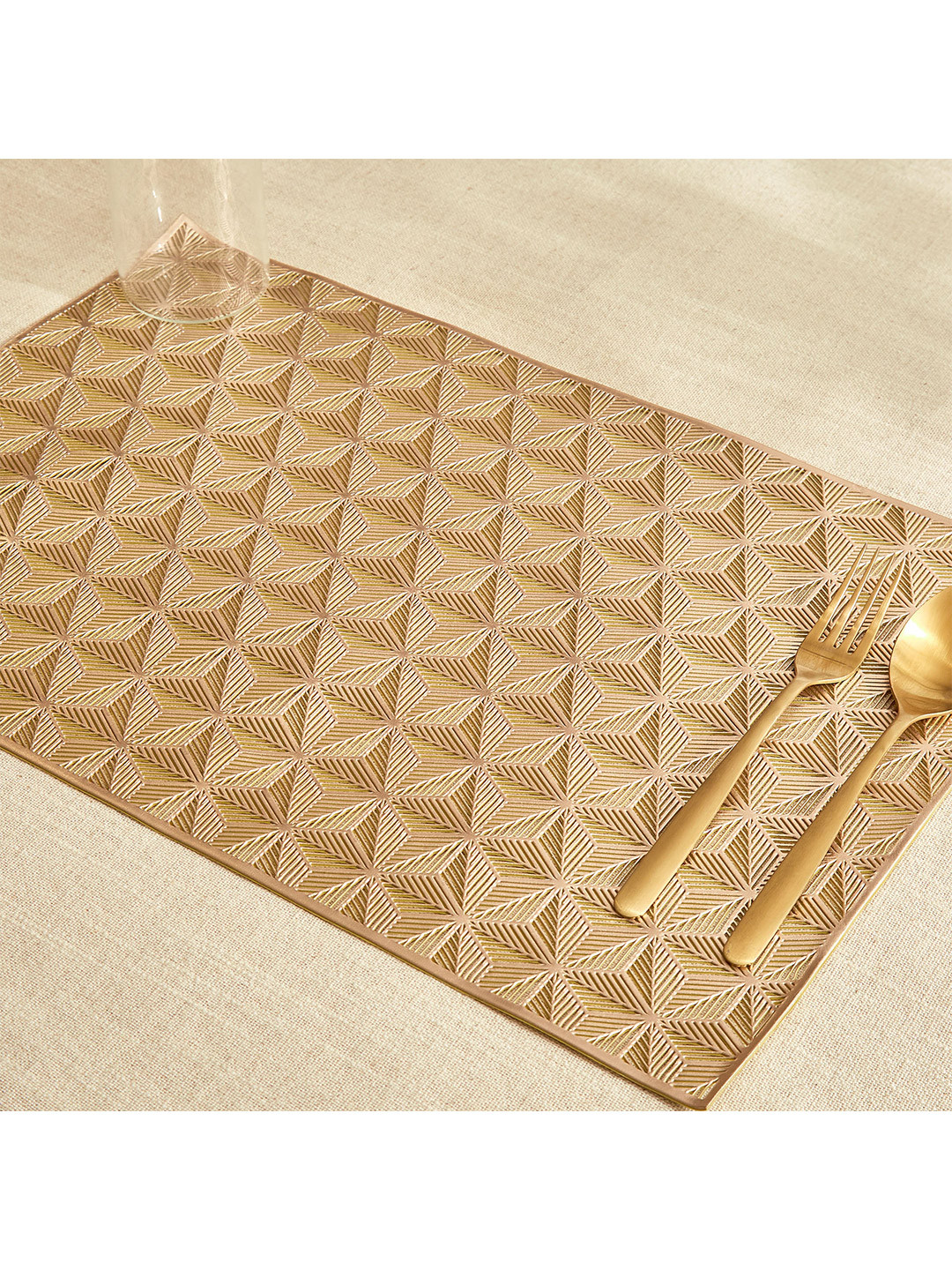 Home Centre Cinder Brown Geometric Table Placemat