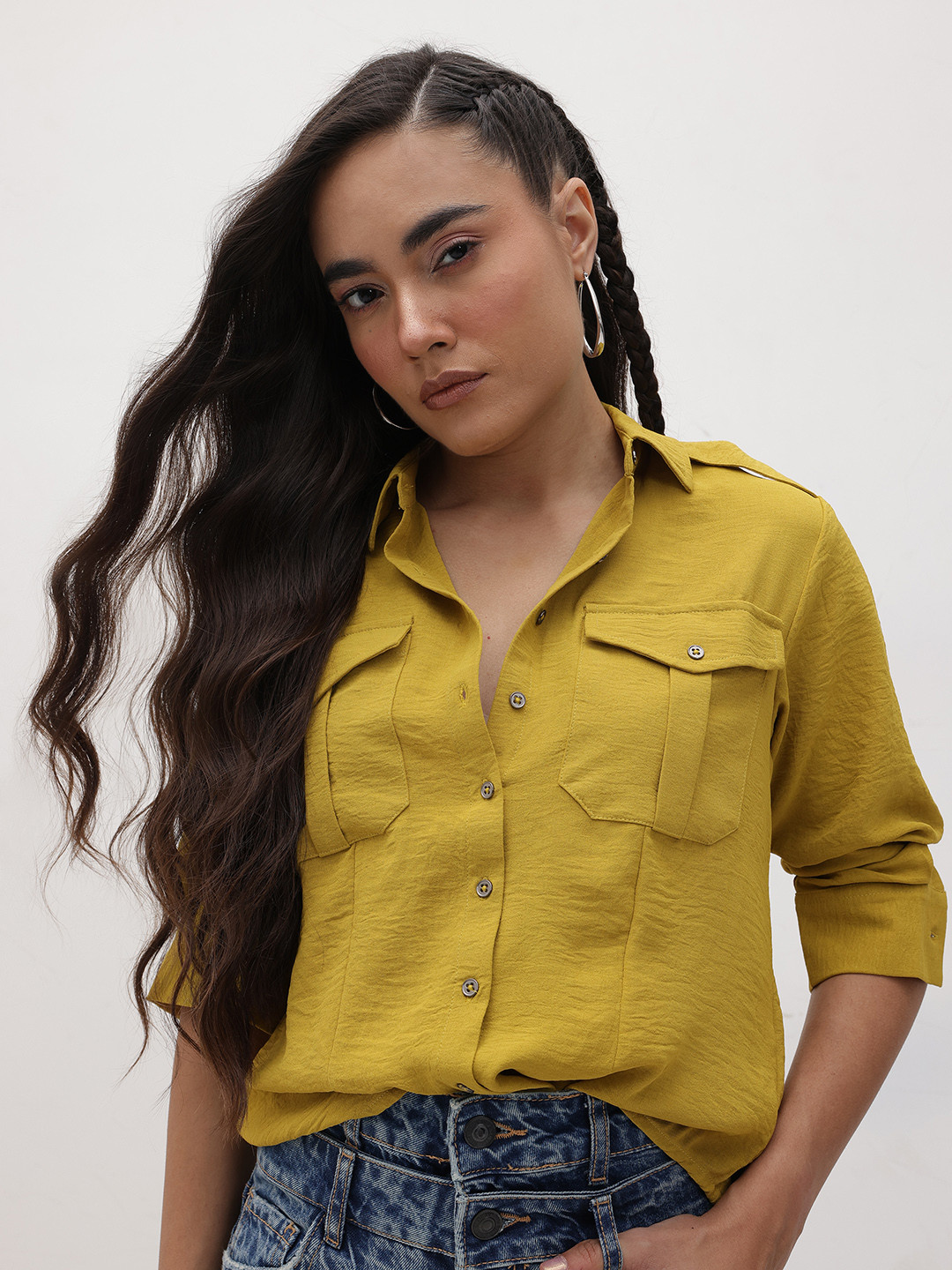 The Roadster Life Co. Crinkle Effect Chest Pocket Detail Shirt