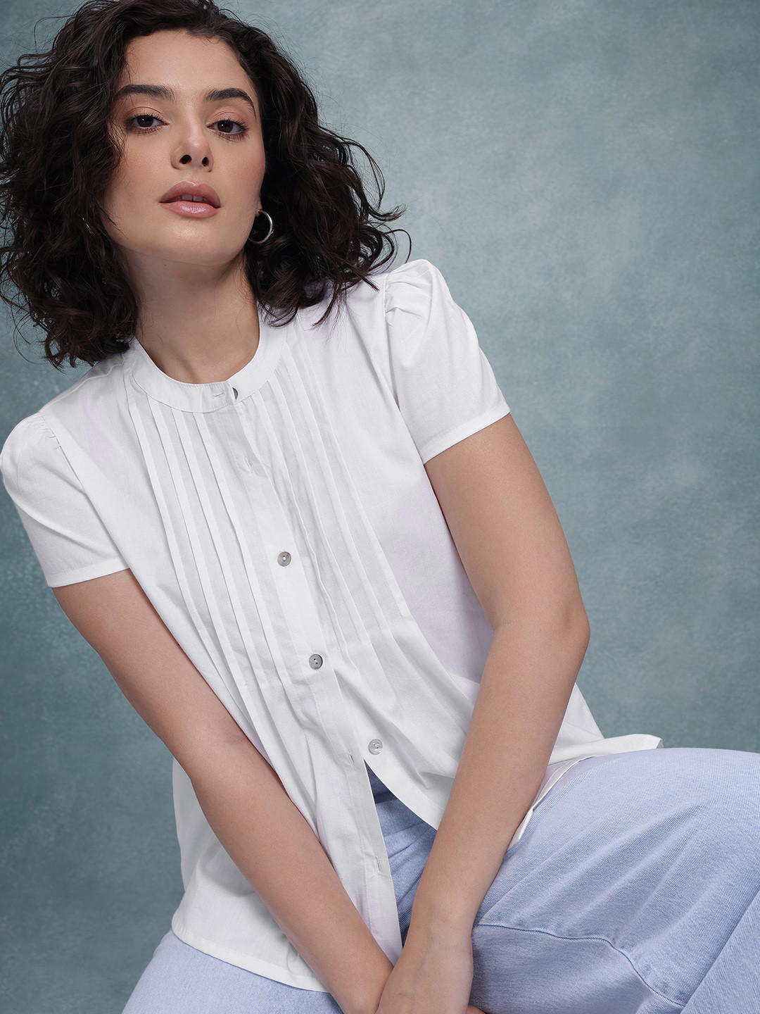 The Roadster Life Co. Pleated Cotton Shirt Style Top