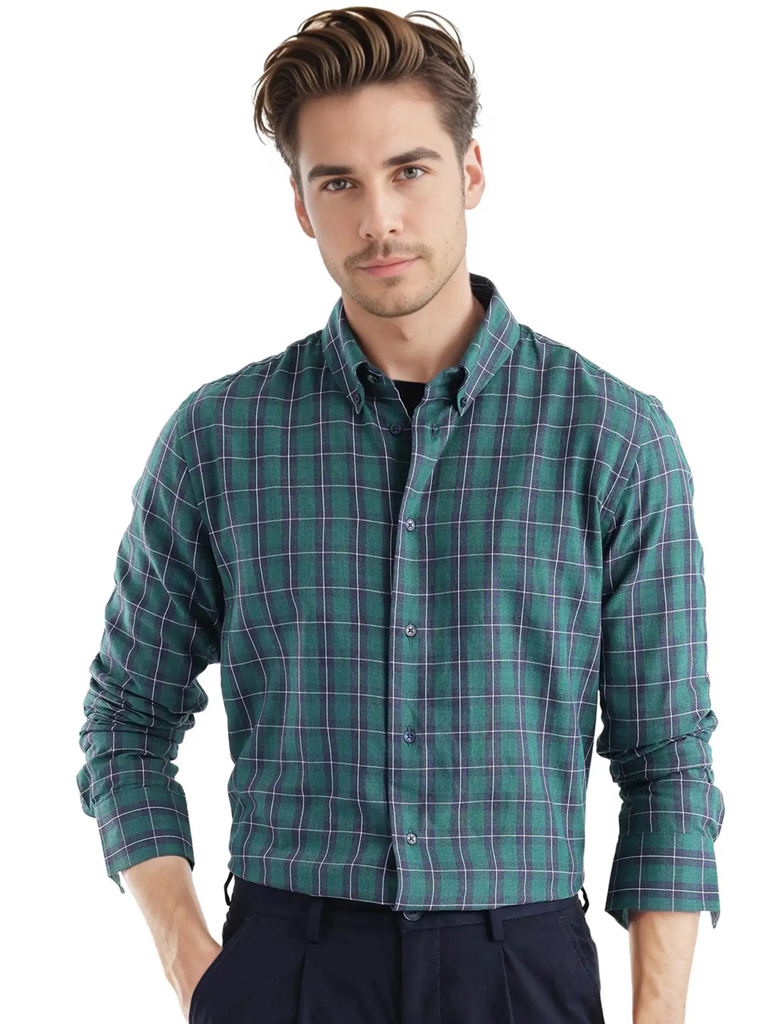 RARE RABBIT Zary Checked Cotton Long Sleeves Shirt