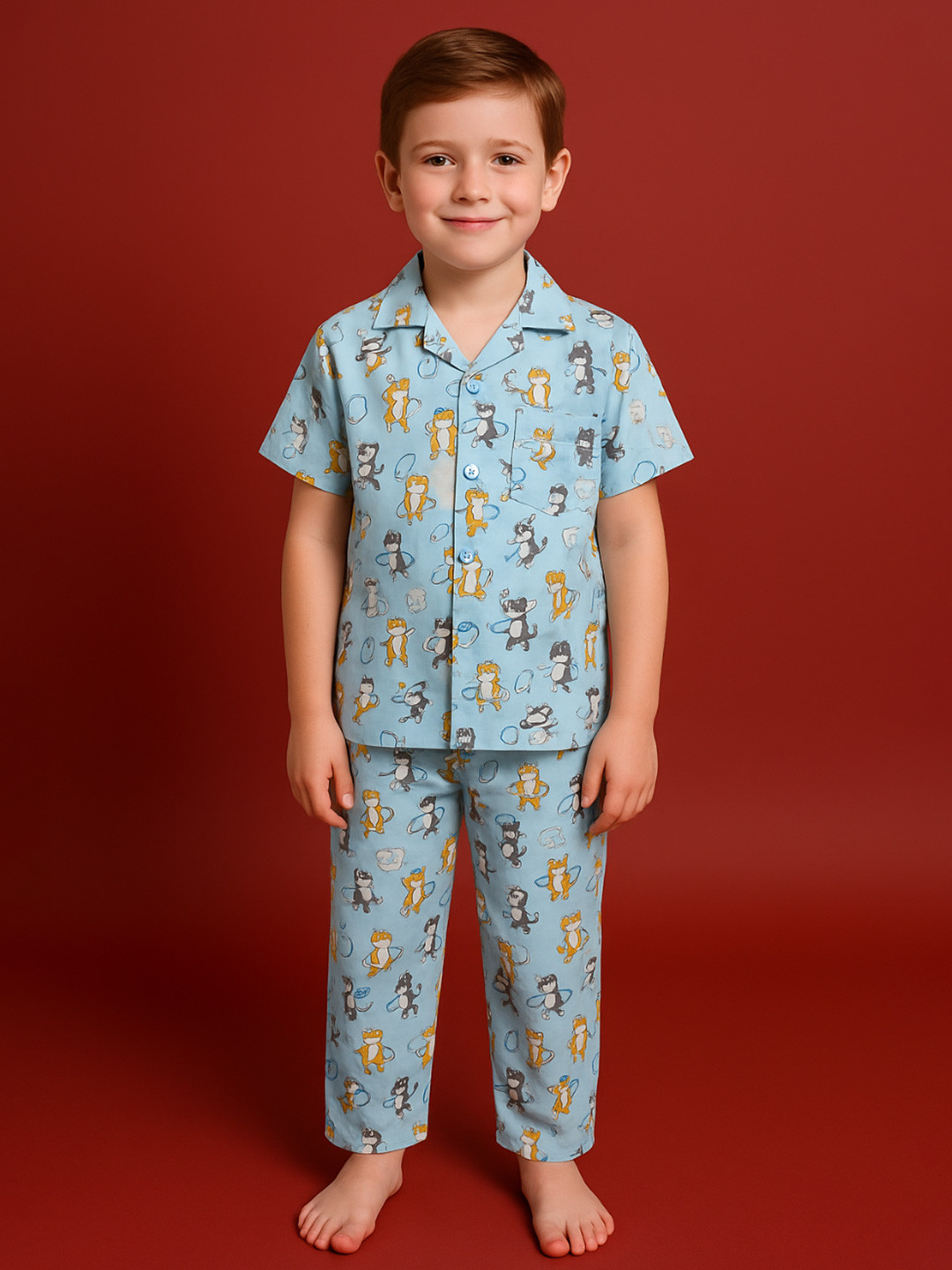 NAUTI KIDZ Paper Cotton Night Suit Set